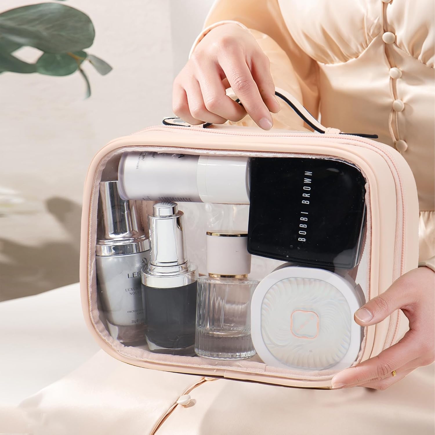 Neceser de viaje, bolsa de maquillaje transparente de doble cara, organizador de cosméticos de maquillaje, bolsa de aseo transparente impermeable