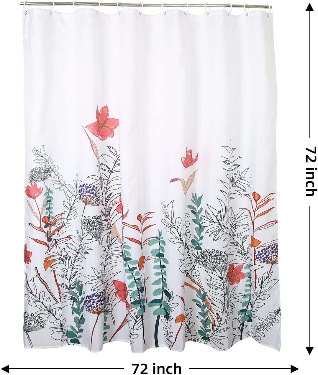 ROCK CLOUD Juego de cortinas de baño de tela con 12 ganchos, diseño de hojas botánicas decorativas, lavable a máquina, 72 x 72 pulgadas