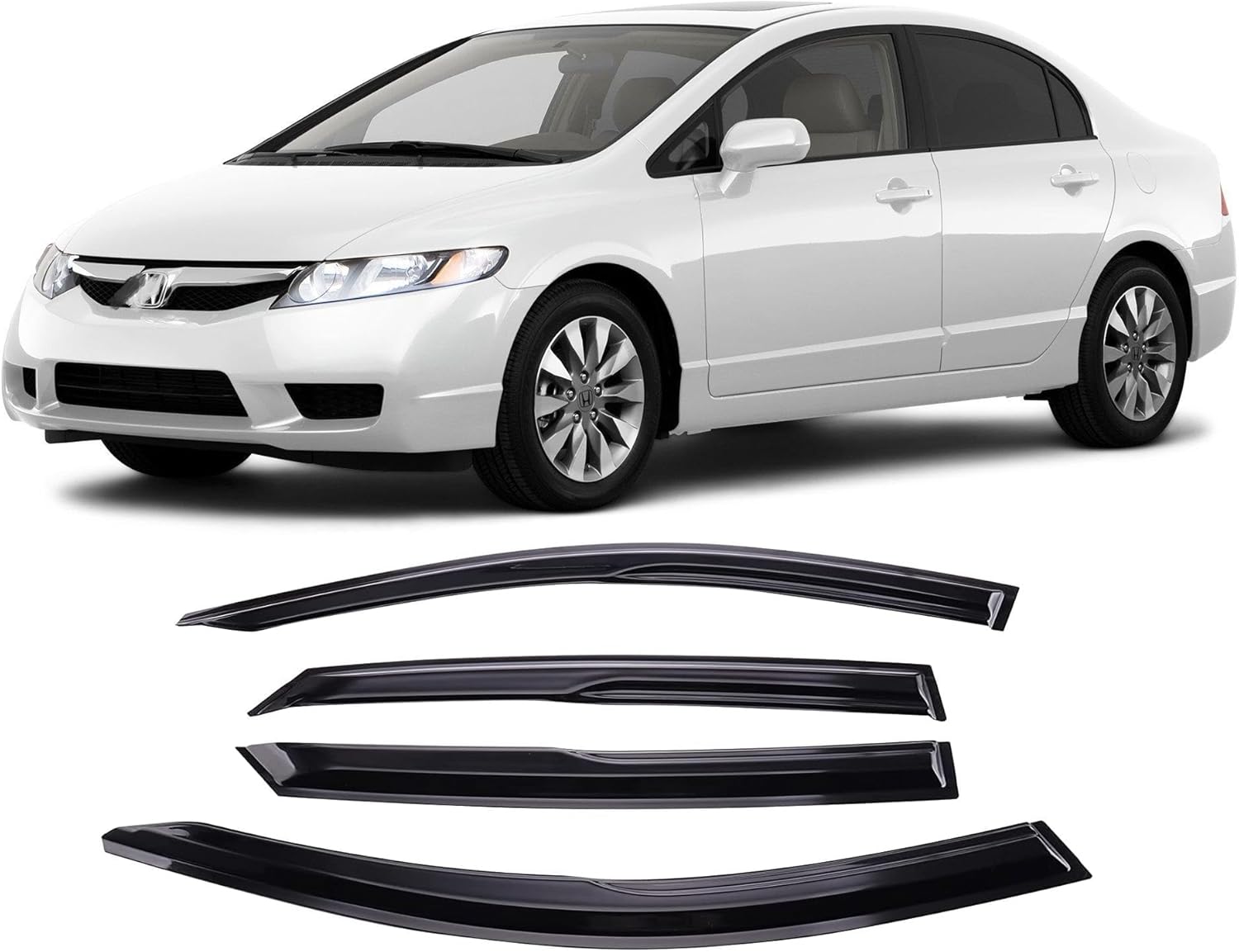 Juego de 4 viseras adhesivas para ventana, deflectores, protectores contra la lluvia, compatible con Honda Civic 94944 2006-2011