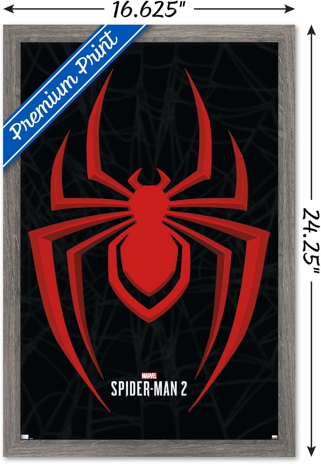 Trends International Marvel’s Spider-Man 2 – Póster de pared con icono de Miles Morales, 14.72 x 22.37 pulgadas, versión enmarcada de madera de