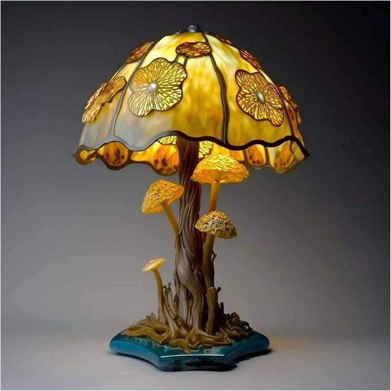 Decoración de hongos de resina, luz nocturna, lámpara de hongos, lámpara de flores, luz de hongos, decoración de setas, lámpara de noche para