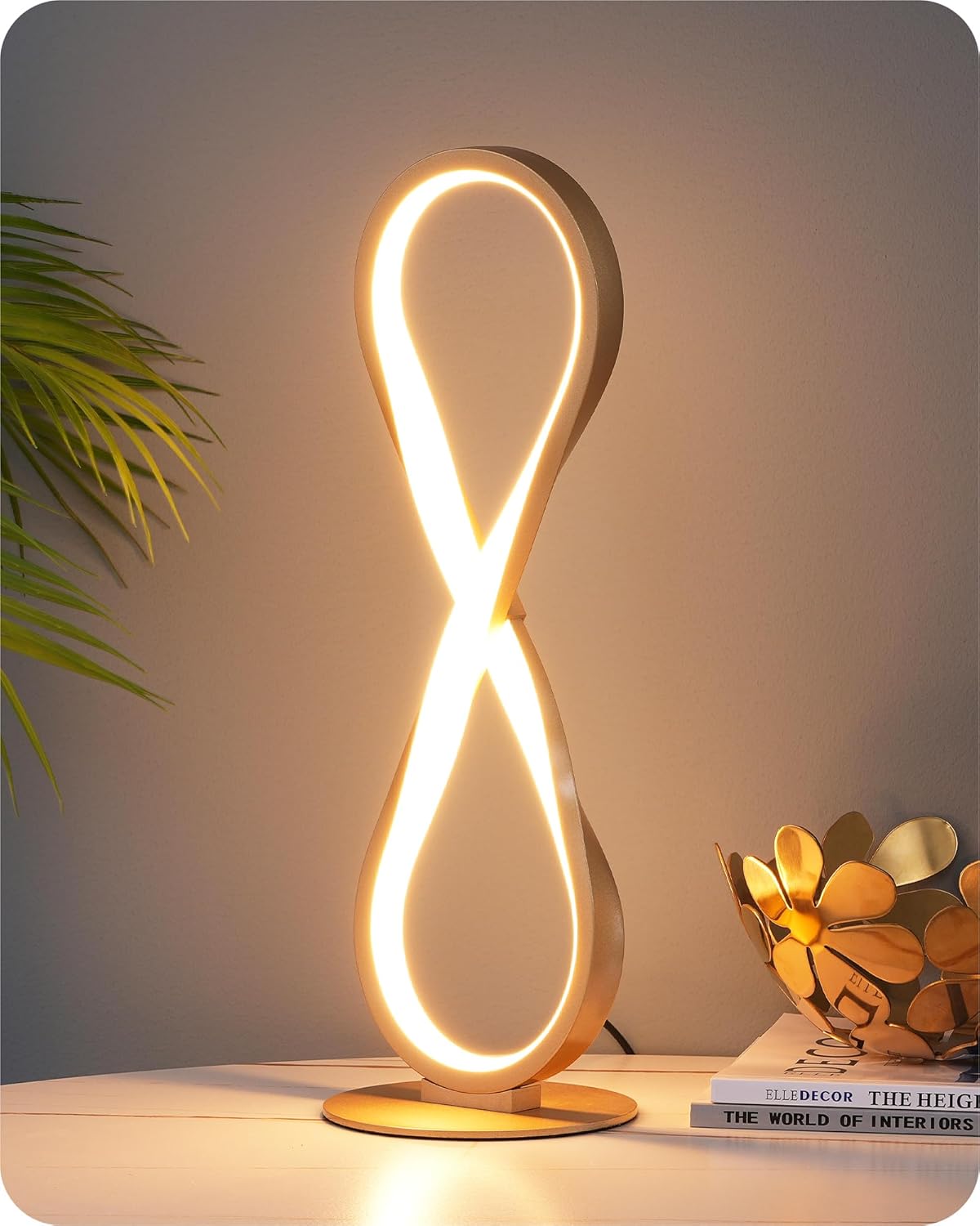 EDISHINE Lámpara de mesa LED, lámpara de noche con control táctil, temperatura de 3 colores, atenuación continua máxima de 475 lúmenes, lámpara de