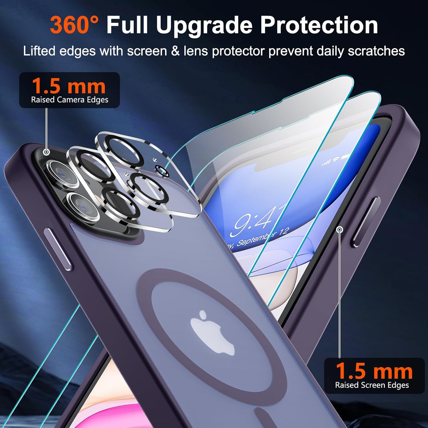 SUPFINE Funda magnética para iPhone 11, compatible con MagSafe, protección contra caídas de grado militar de 10 pies, 2X protector de pantalla de