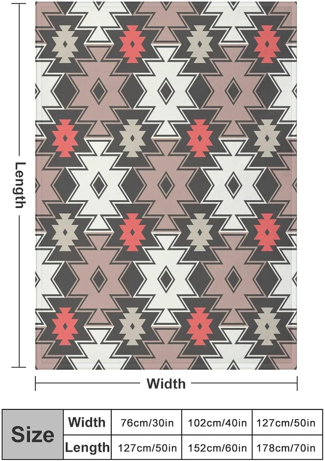 Aztec Manta bohemia, nativa americana, bohemia, étnica, tribal, a rayas, geométrica, bohemia, súper suave, manta de franela para cama y sofá