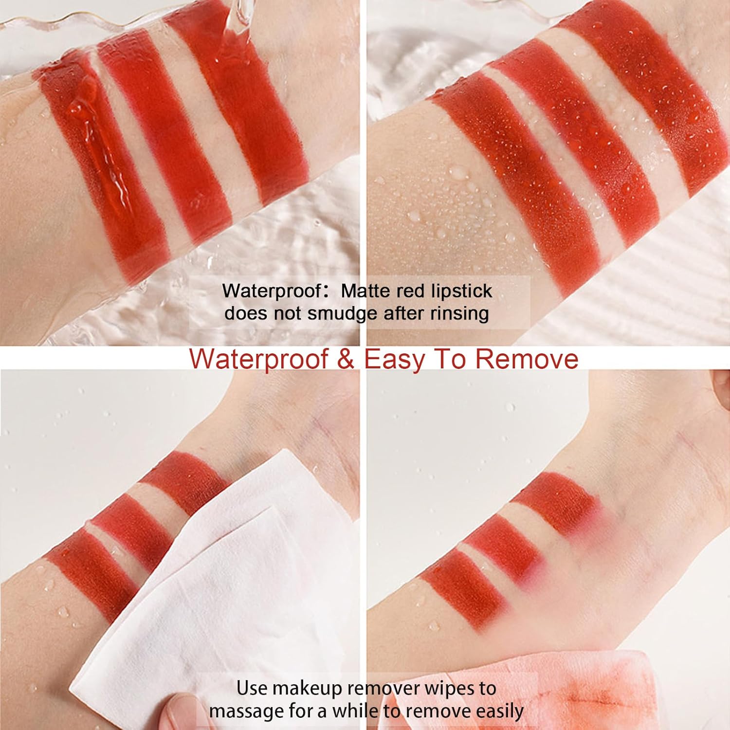 Tubo de lápiz labial rosa mate, a prueba de manchas, de larga duración, mate, aterciopelado, de color intenso y atrevido, lápiz labial mate de alta