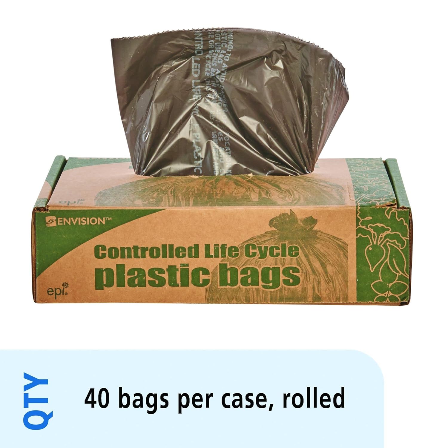 STOUT by Envision STOG3344B11 Bolsas de plástico controladas para ciclo de vida, 33 x 44 pulgadas, capacidad de 39 galones, grosor de 1.10 mil,