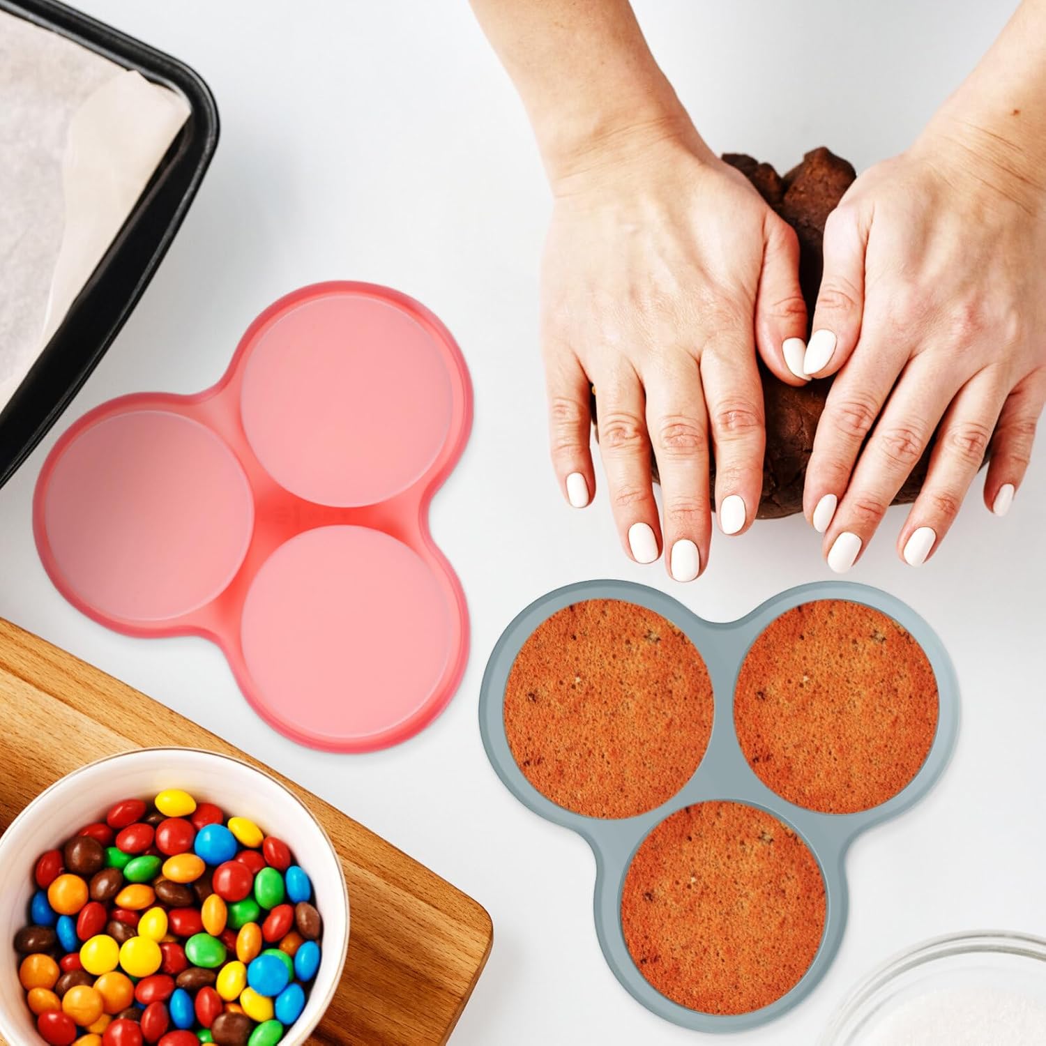 Mobestech 2 moldes de silicona para huevos, freidora de aire para bocados de huevo, moldes de silicona para muffins, moldes de chocolate, sándwiches