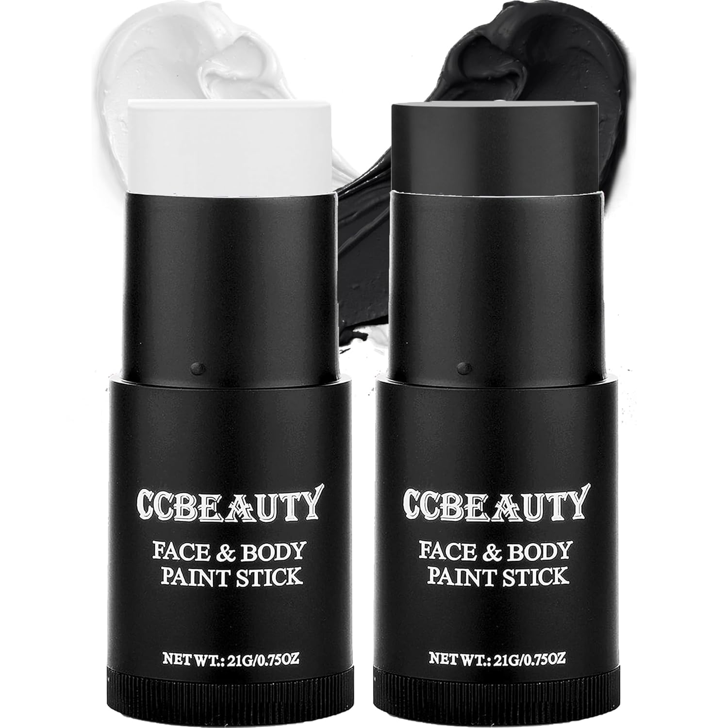 CCBeauty Barra de pintura corporal blanca y negra, color crema de ojos negros para deportes, base mezclable para esqueleto de payaso, vampiro,