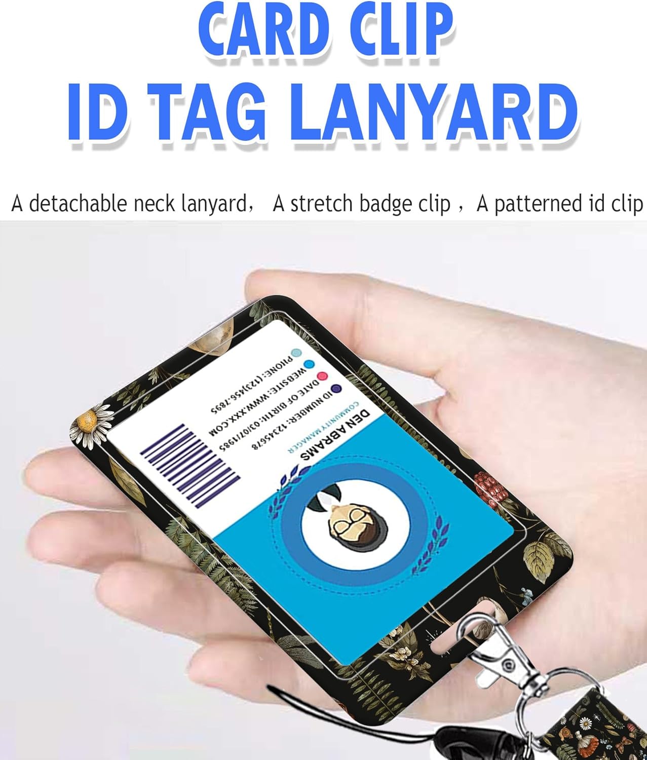 Soporte para tarjeta de identificación con clip retráctil para carrete de insignia y cordón, lindo cordón para tarjeta de nombre, protector de