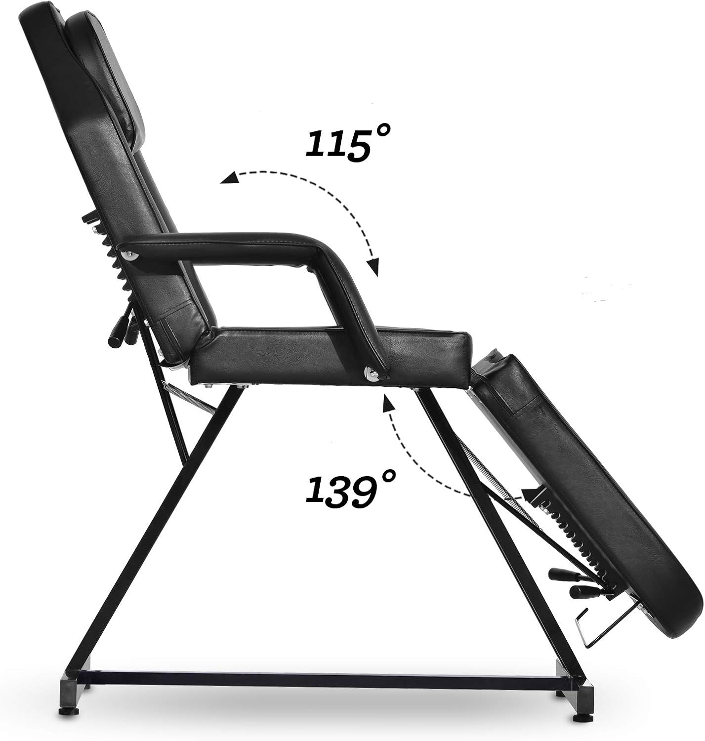 Paddie Cama de masaje profesional plegable de 3 secciones, mesa de tatuaje ajustable para cliente, silla facial de 73 pulgadas para esteticista,