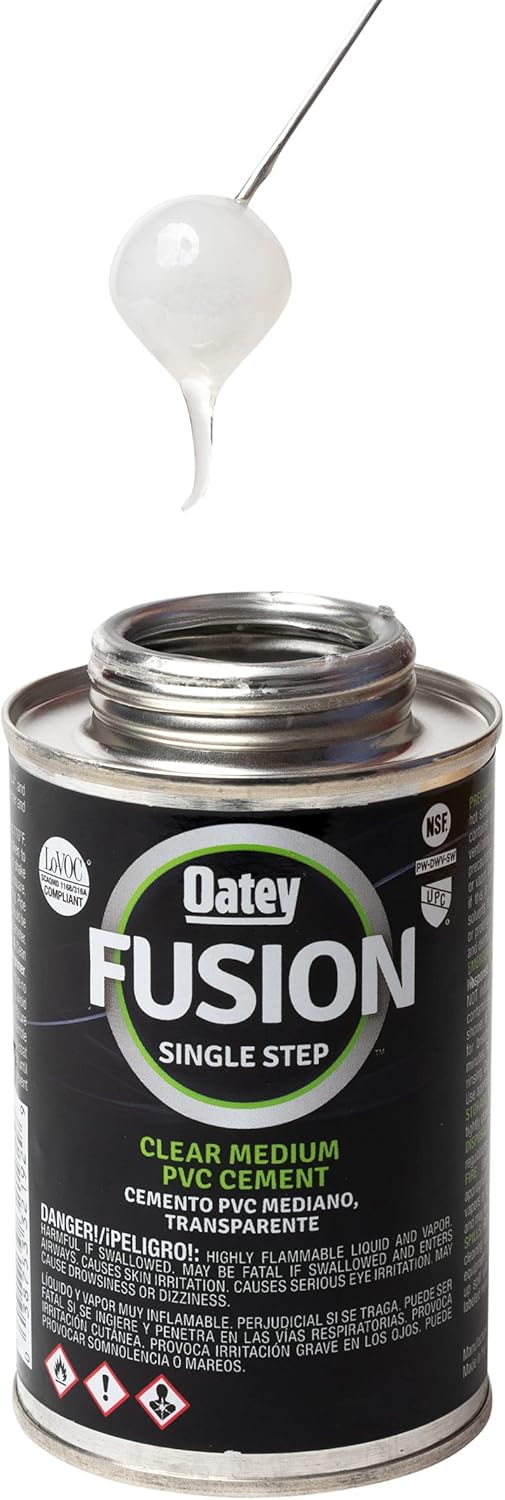Oatey 32192 Fusion One Step Cemento de cuerpo medio, 10 onzas, PVC transparente