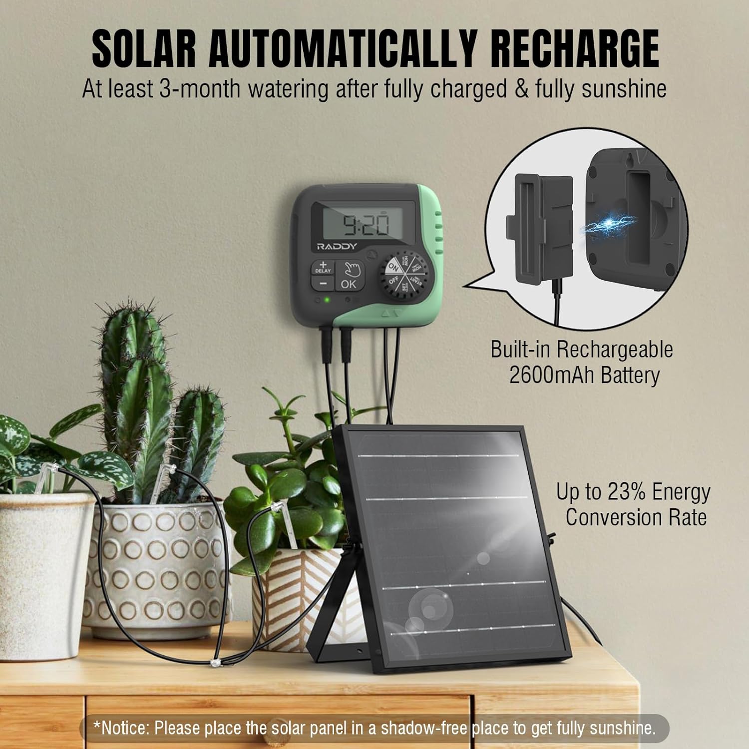 WS-1 Kit de riego por goteo, sistema de riego automático alimentado por energía solar de 5 W, temporizador de agua fácil de bricolaje para plantas