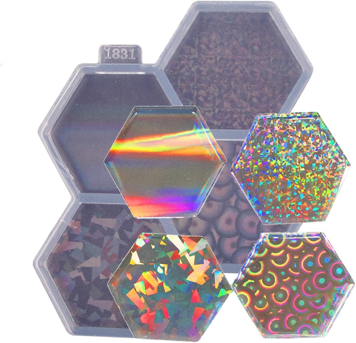 Molde de silicona holográfica con forma hexagonal de 1.7 pulgadas, molde de agarre para teléfono, moldes de resina epoxi, molde de enchufe de