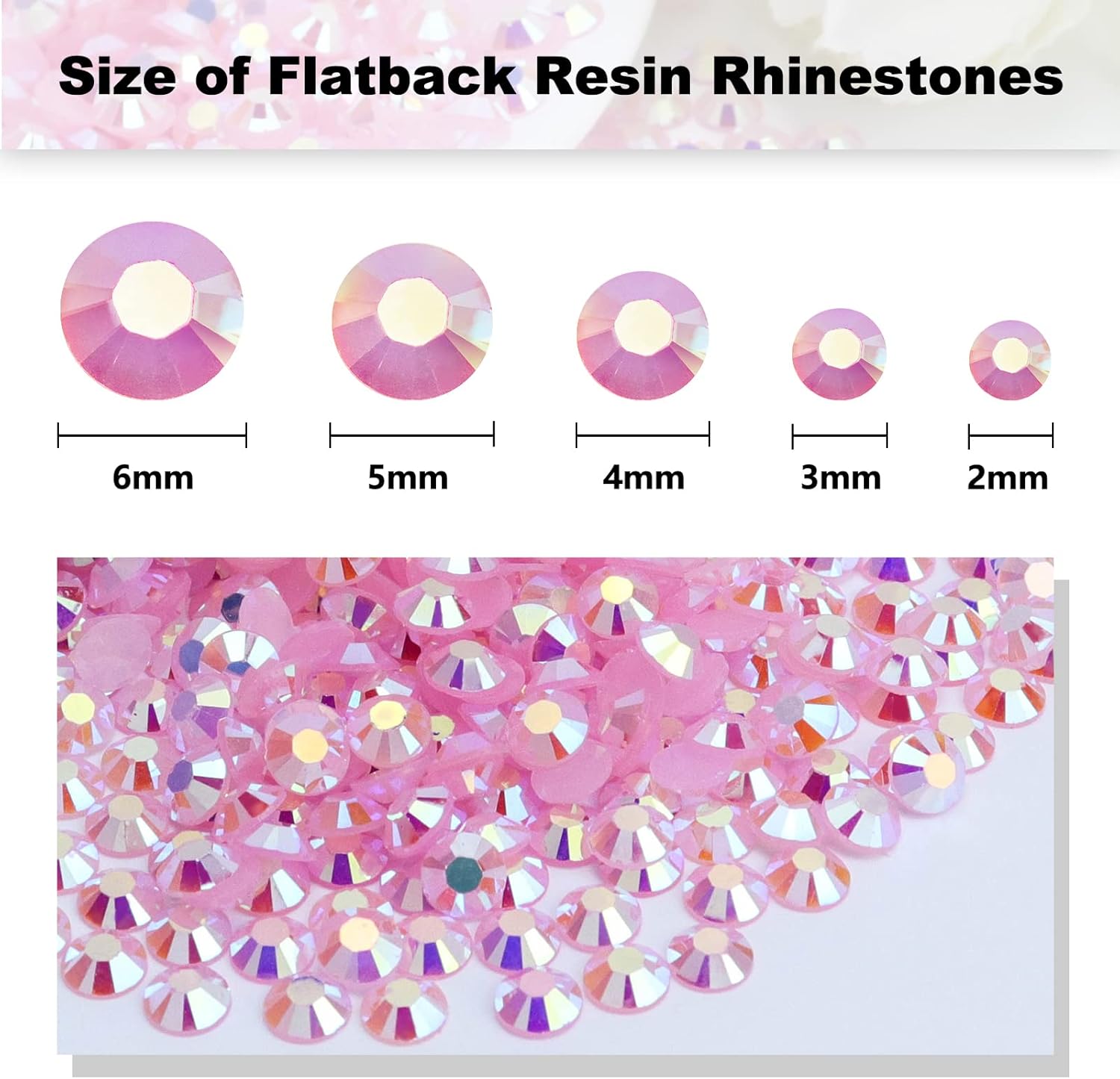 3000 diamantes de imitación de resina de 0.118 pulgadas con parte trasera plana, color rosa claro AB para tazas, botellas, vasos, decoración de