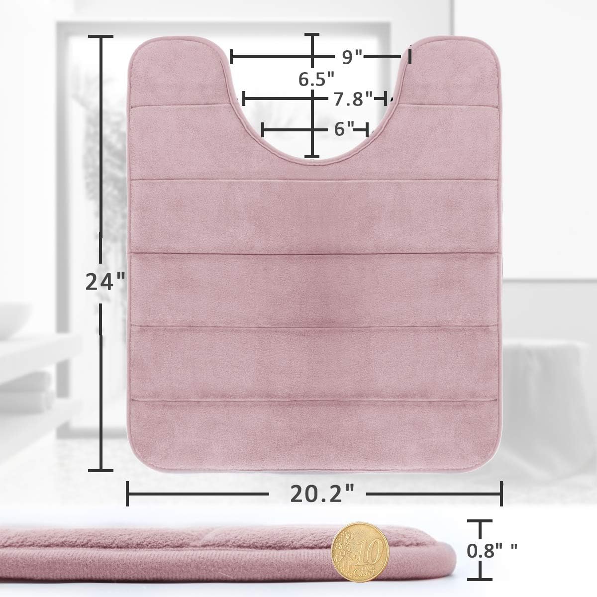 Yimobra – Alfombrilla de baño de espuma viscoelástica en forma de U, suave y cómoda, súper absorción de agua, antideslizante, gruesa, lavable a