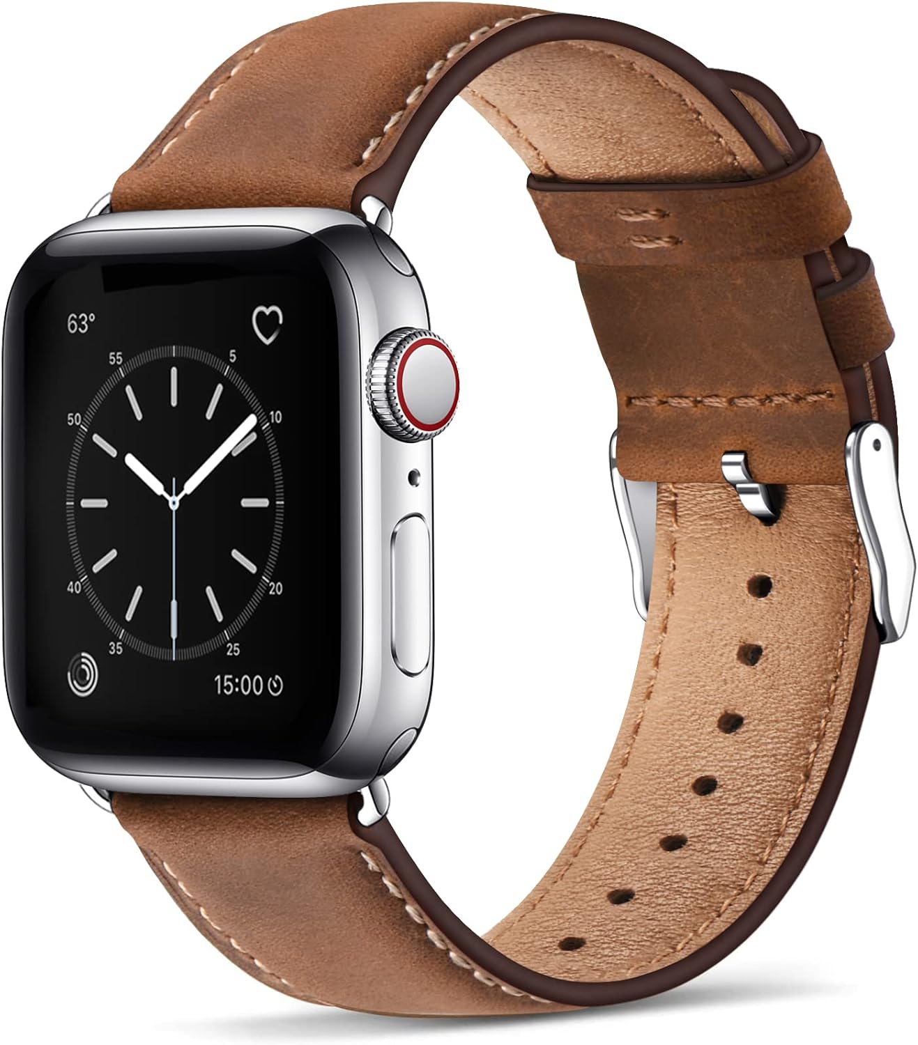 SUNFWR Correas de cuero compatibles con Apple Watch Band 1.929 in 1.772 in 1.732 in 1.654 in para hombres y mujeres, correa de repuesto de cuero