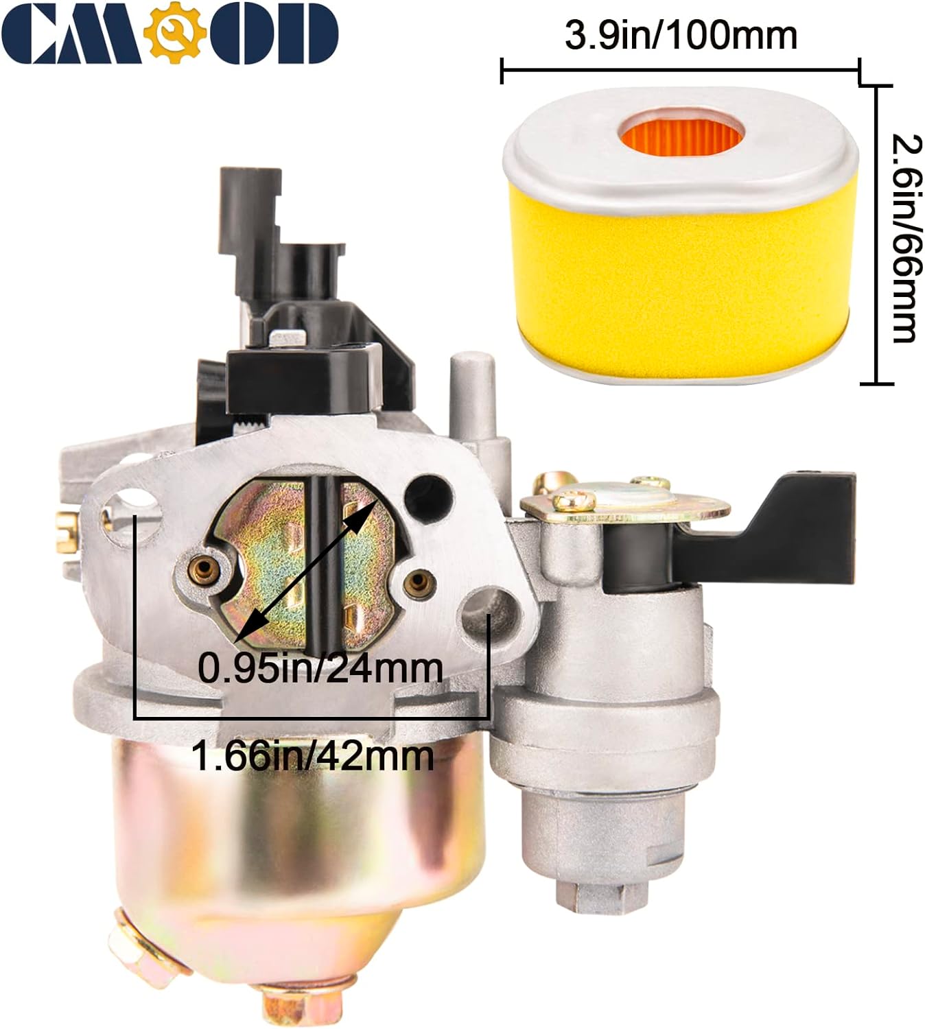 Carburador GX160 GX200 compatible con Honda GX120 GX140 GX160 GX200 5HP 5.5HP 6.5 HP Motor Reemplaza 16100-ZH8-W61, con bobina de encendido y