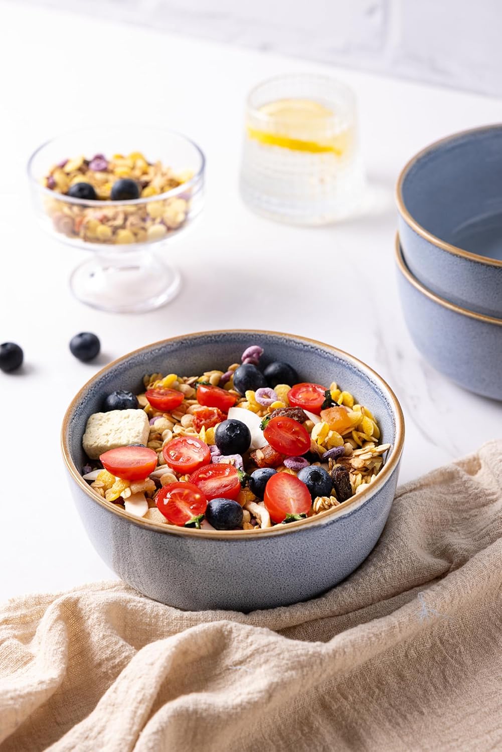 GBHOME Juego de 6 cuencos de cerámica para cereales de cocina, cuencos de sopa de cerámica de 26 onzas para sopa de cereales, avena, cuencos de