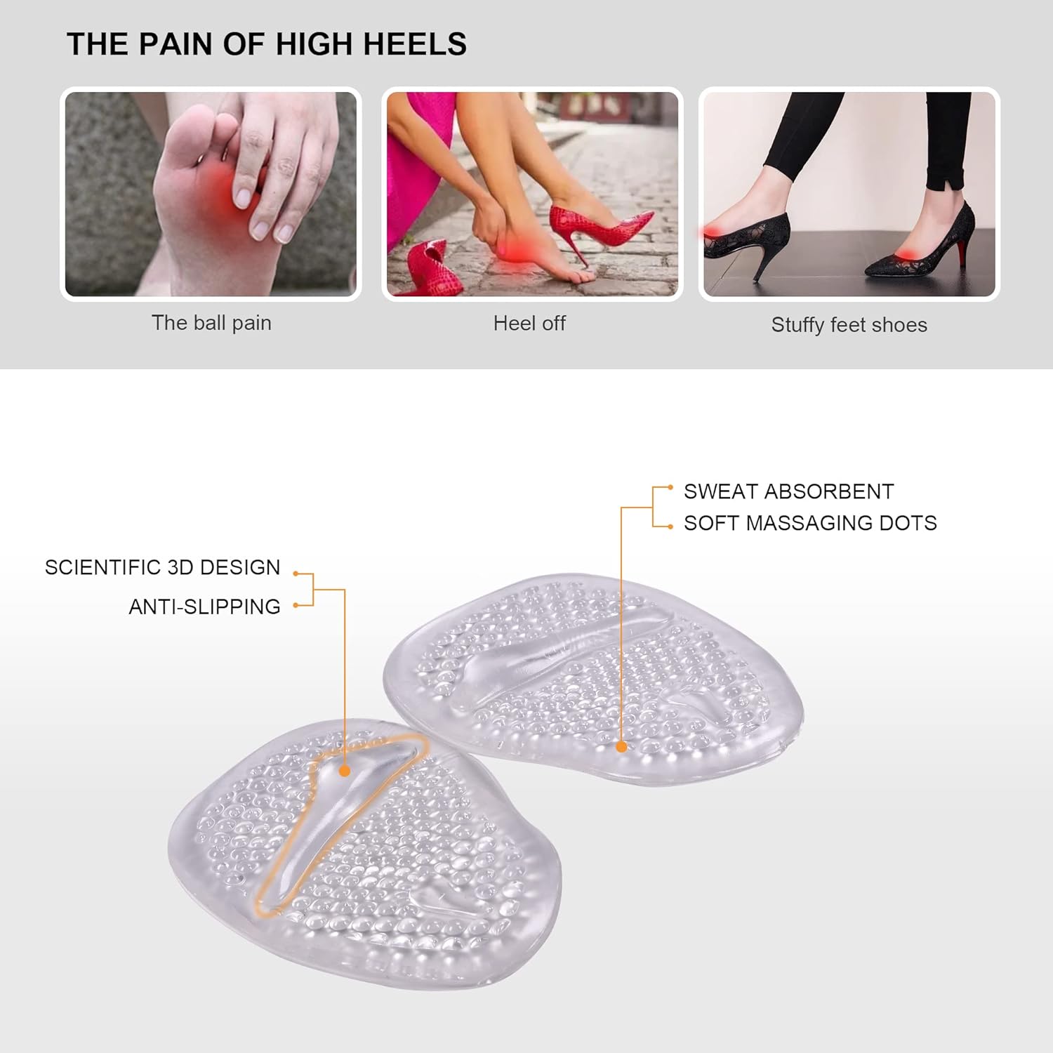 COMFY LIF Almohadillas metatarsianas para mujer (2 pares de almohadillas para pies), alivio del dolor y comodidad durante todo el día, talla única,