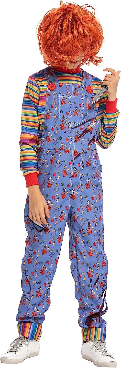Spooktacular Creations Disfraz de Chucky de Halloween para niño, disfraz de muñeca de película de terror poseído para fiesta de disfraces para niños