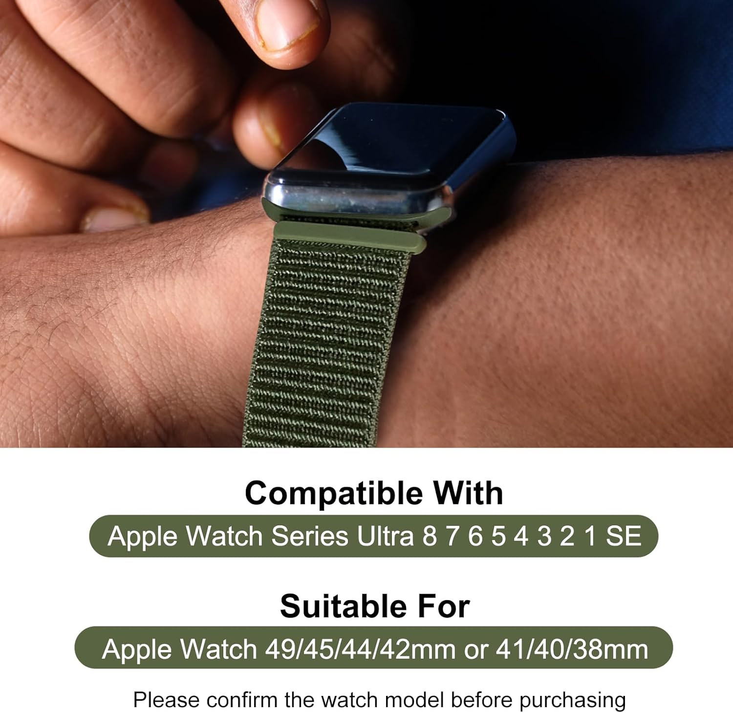 Correa de nailon compatible con Apple Watch Band para iWatch SE Ultra Series 8 7 6 5 4 3 2 1, correa de tobillo transpirable para 1.929 in 1.772 in