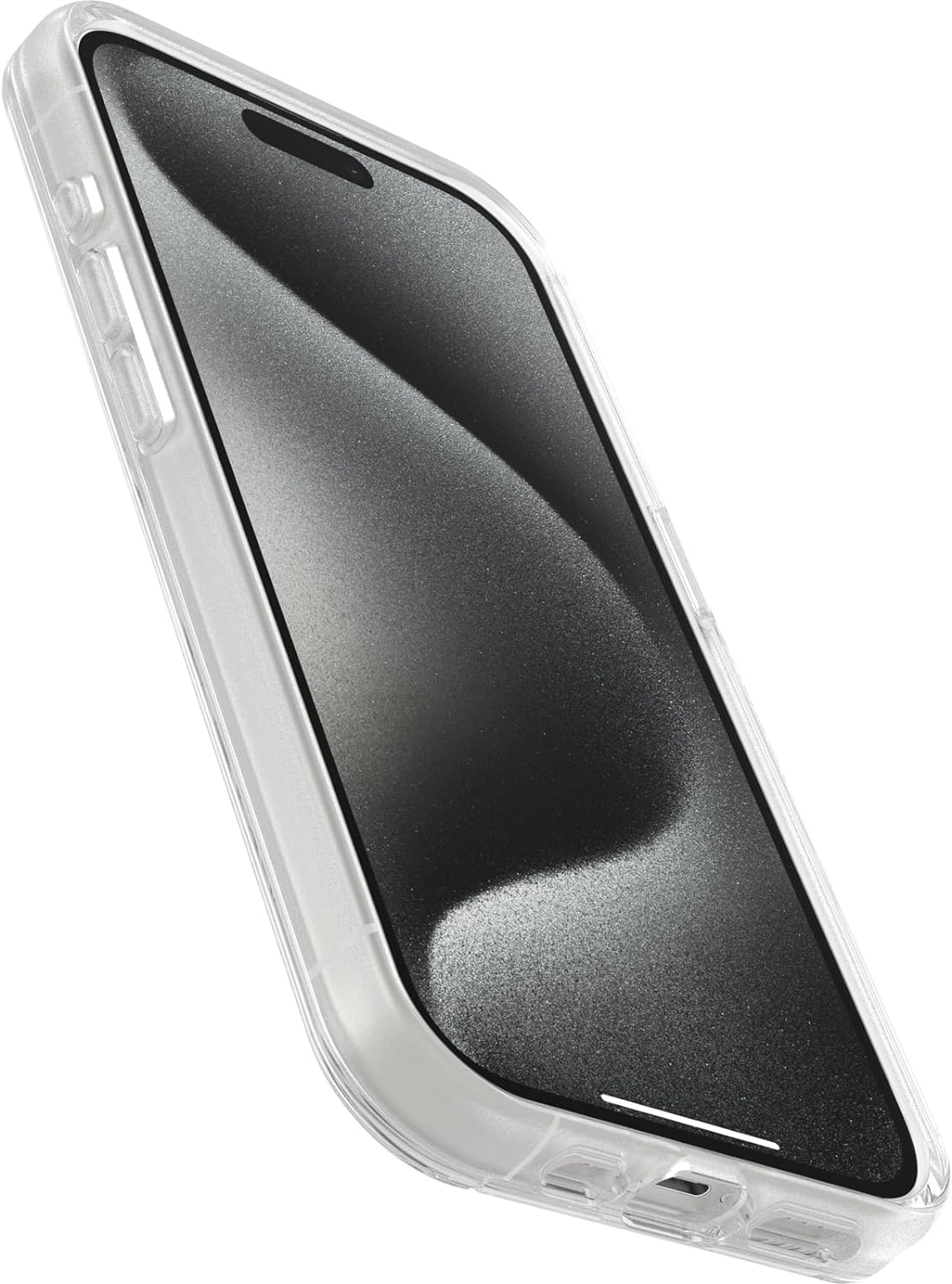OtterBox Funda transparente para iPhone 15 Pro (solamente) de la serie Symmetry – (transparente), se ajusta a MagSafe, ultra suave, bordes elevados