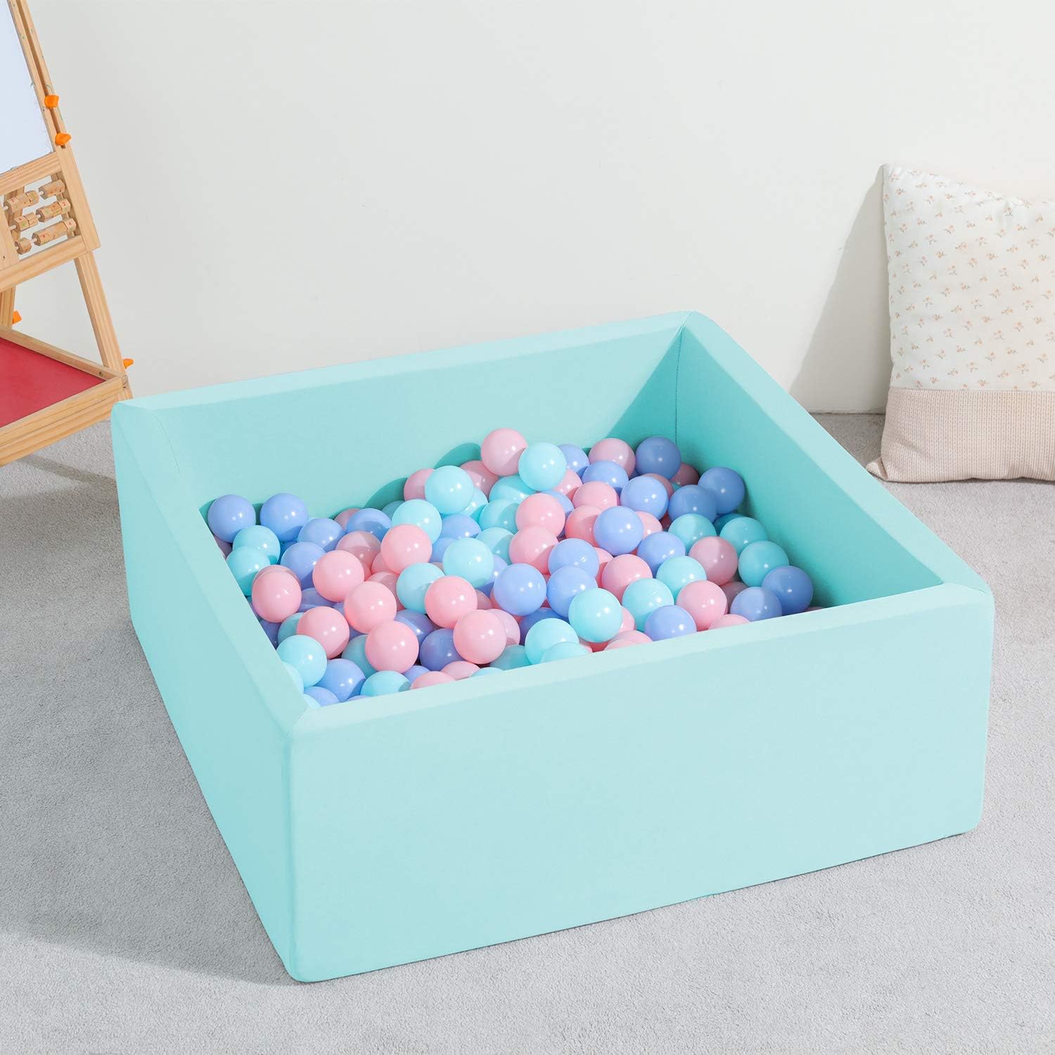 TRENDBOX Piscina de bolas para niños, de espuma viscoelástica, para niños pequeños, bebés, pelotas no incluidas, color azul claro