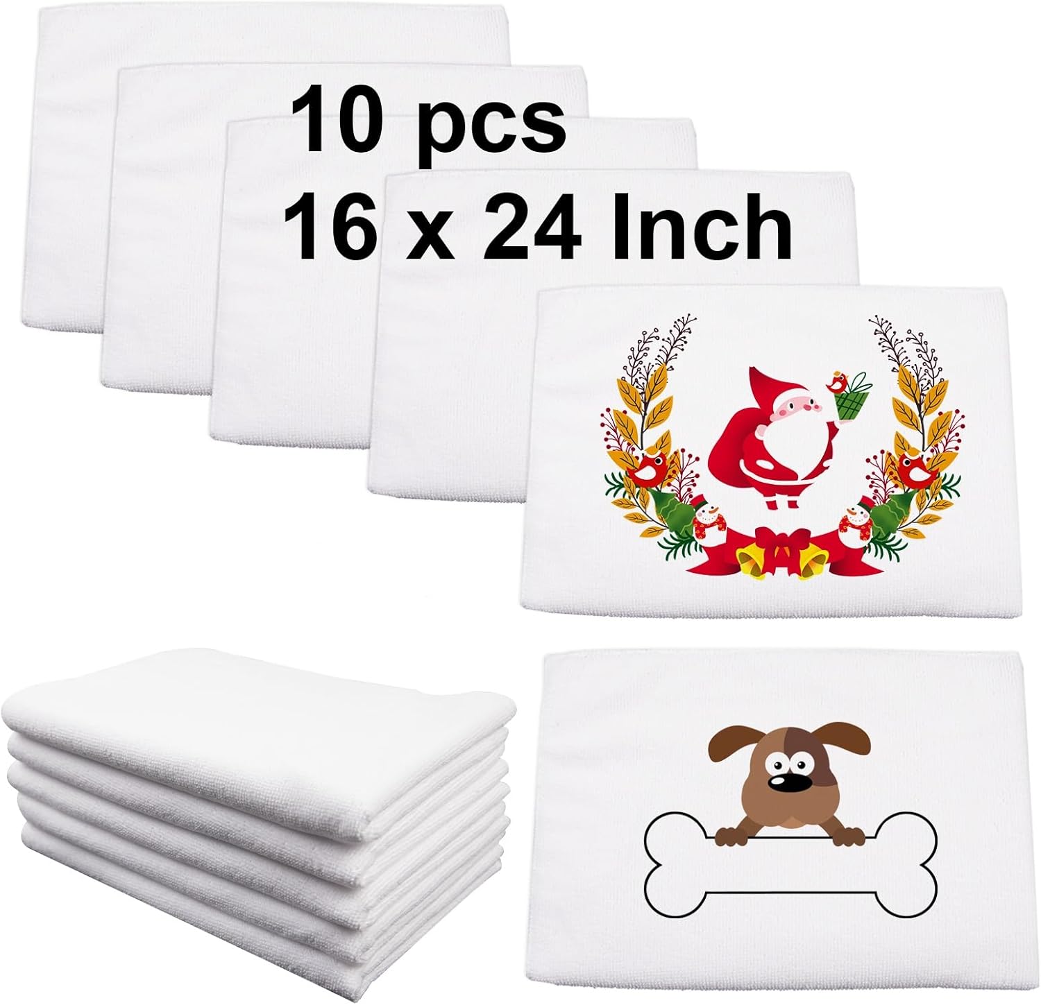 10 toallas de sublimación en blanco, 16 x 24 pulgadas, toallas de cocina de sublimación de microfibra, paños de cocina, paños de té de sublimación,