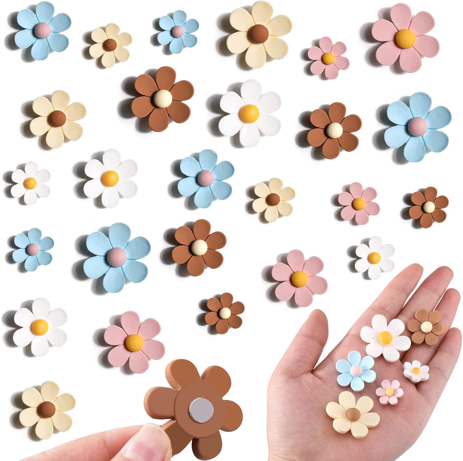 25 imanes de flores para refrigerador, mini imanes para refrigerador, bonitos imanes para casilleros, pizarras blancas, decoración de oficina en casa