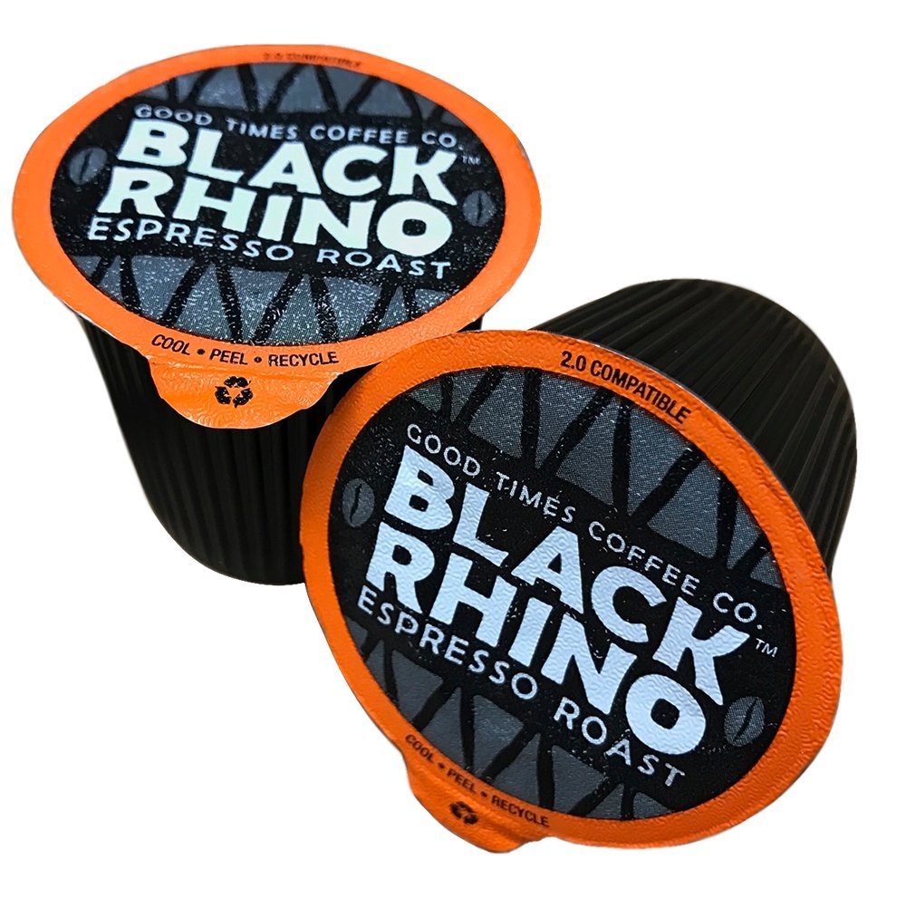 Black Rhino Espresso Roast – Tazas individuales para cafeteras Keurig K-Cup, 12 unidades
