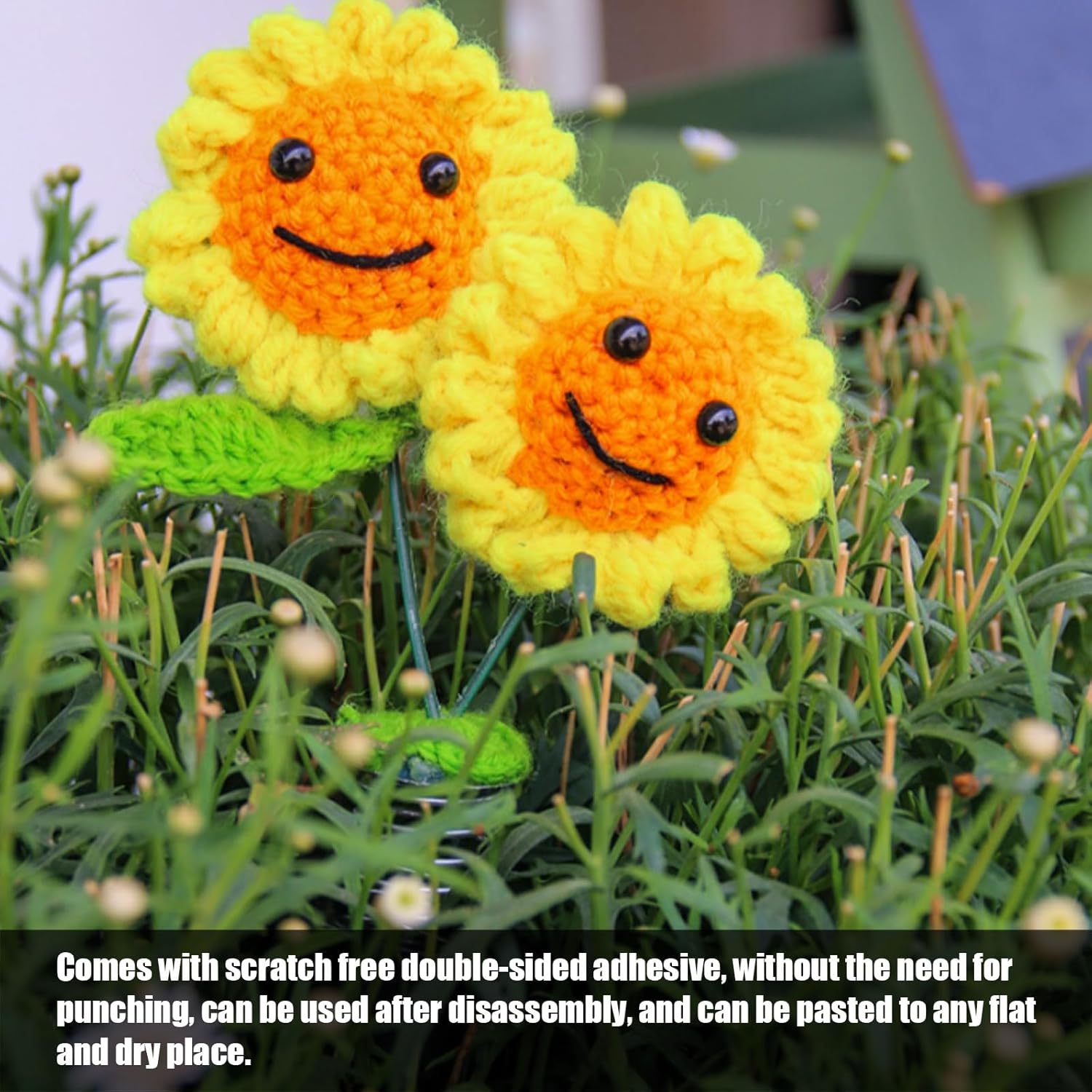 ZBGUN 1 pieza de decoración de girasol para tablero de automóvil, tejido a mano, flores creativas simuladas, prendas de punto artísticas hechas a