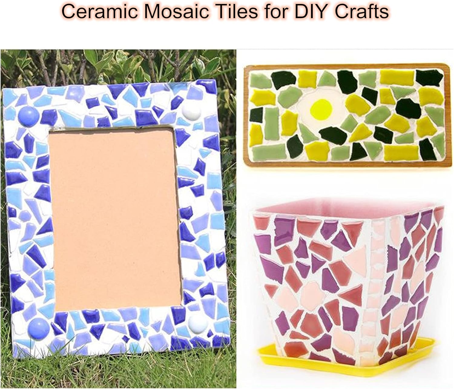 Mosaico de cerámica de 7.05 oz para manualidades, azulejos de mosaico de porcelana de color irregular de 0.2 x 0.8 pulgadas para decoración del