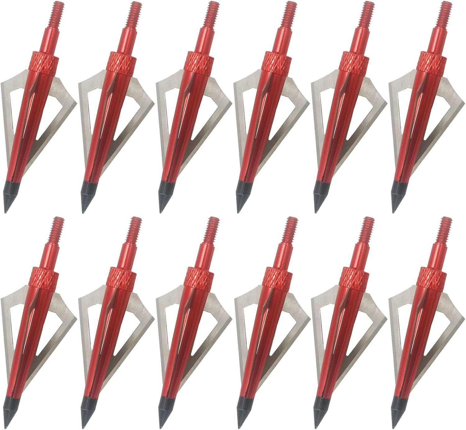 Flying Swifts Cabezas de caza con 3 cuchillas para tiro con arco, 100 o 125, grano, 12 unidades, puntas de flecha atornilladas, compatibles con