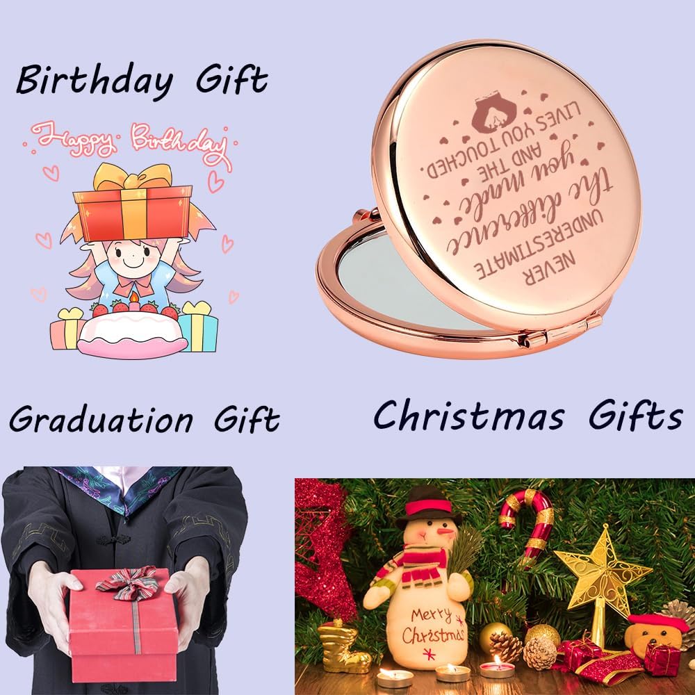 Regalos para matrona, espejo de maquillaje compacto para enfermera, para enfermera, nunca subestimes la diferencia que hiciste gracias regalo para