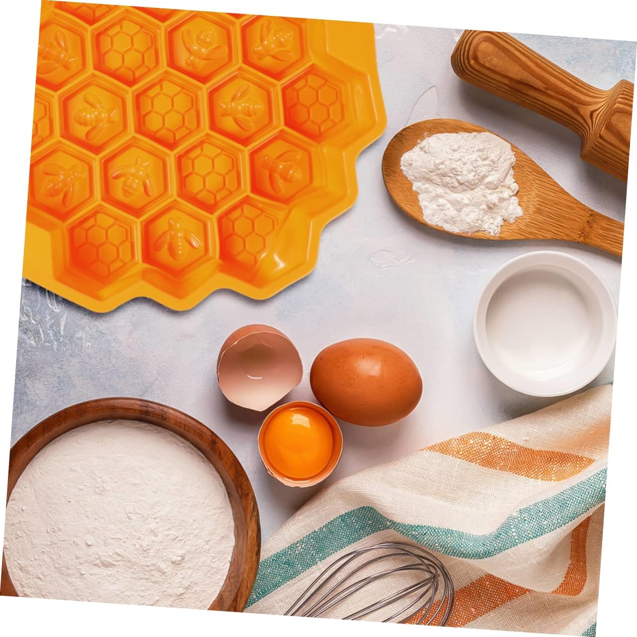 DOITOOL Molde de silicona para pastel de panal, moldes de silicona para cubitos de hielo, moldes de silicona para jabón, tostadas, horneados, moldes