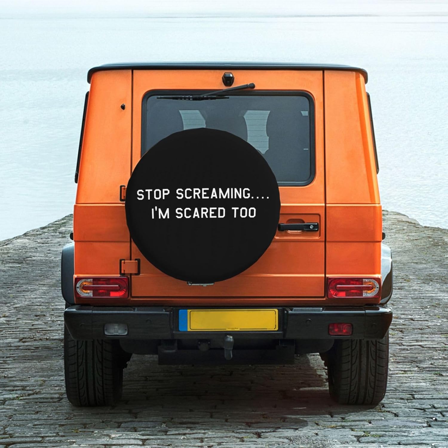 Stop Screaming I’m Scared Too – Fundas para ruedas impermeables universales para neumáticos de repuesto para remolque, SUV, RV, automóvil, camión y