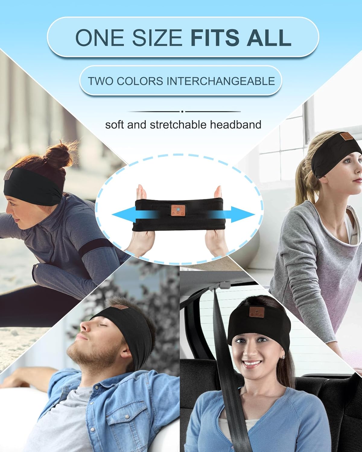 2 auriculares para dormir, auriculares deportivos Bluetooth con altavoces delgados, tapones para los oídos para dormir, entrenar, trotar, yoga,