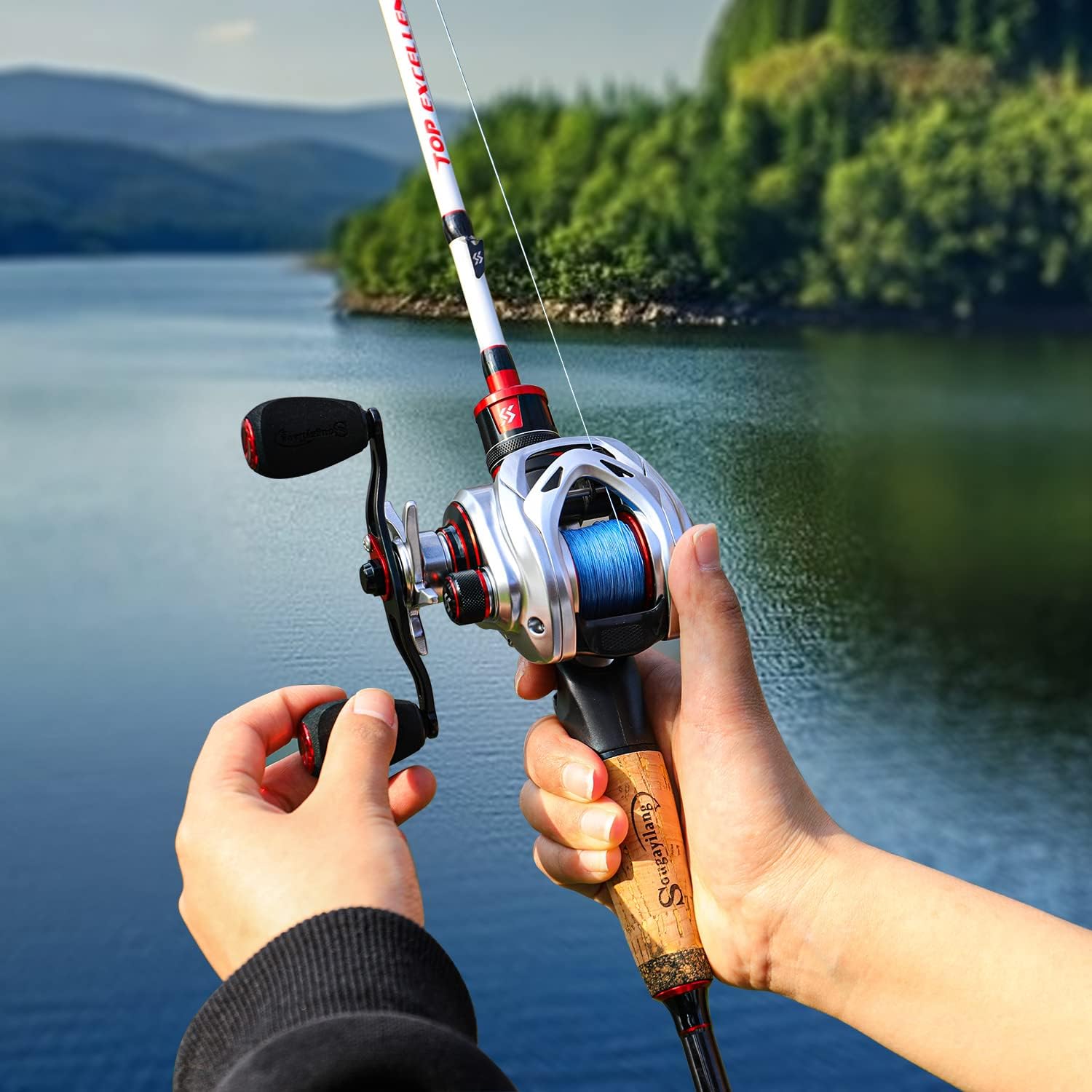 Sougayilang Carrete de cebo  Marco de grafito ligero  9 + 1 rodamientos de bolas antirreverso, carrete de pesca de alta velocidad 8.01 con relación