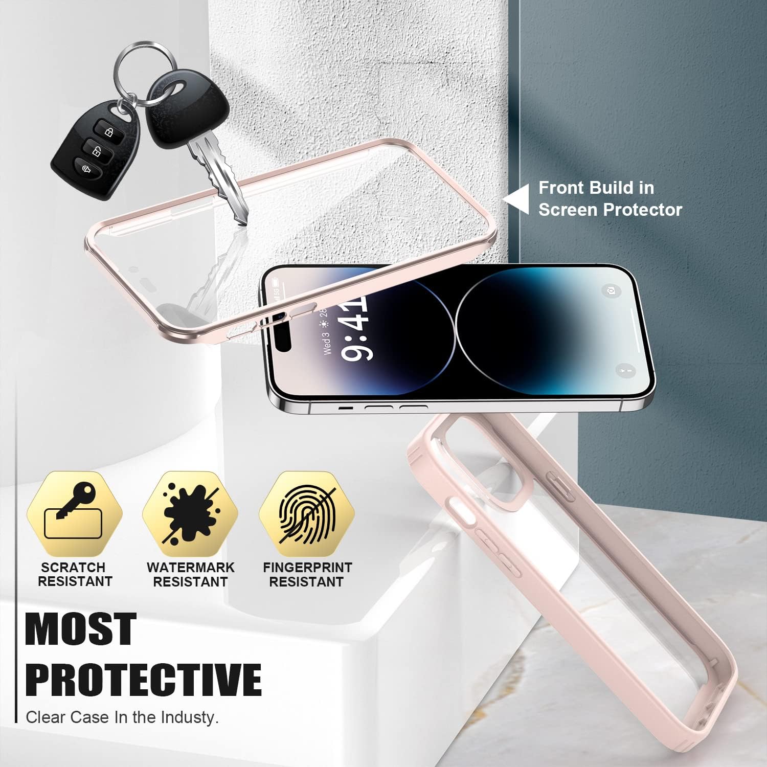 Goodon Funda para iPhone 14 Pro Max con protector de pantalla y protector de lente de cámara, probada contra caídas militares desde 6 pies, funda