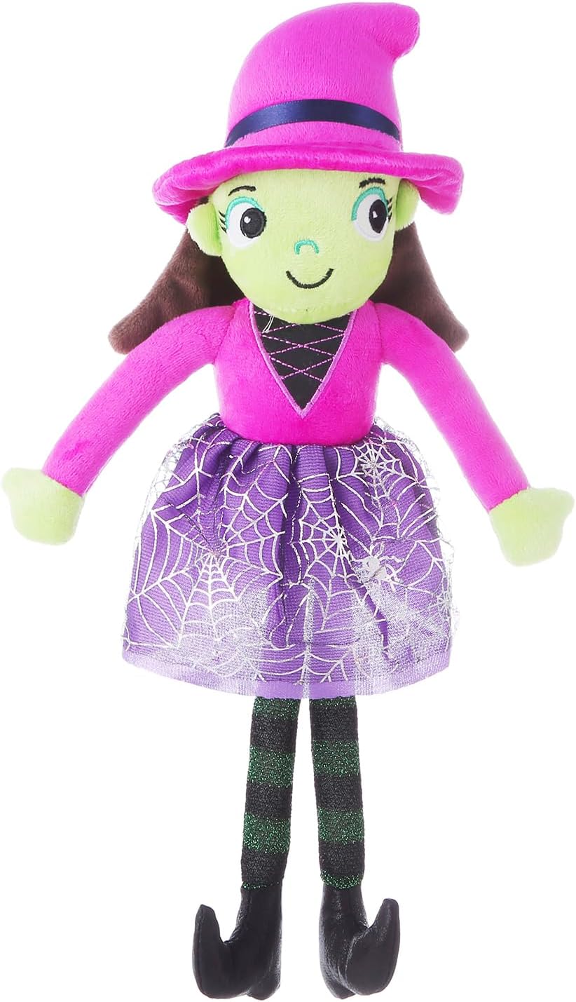 Muñecas de bruja linda de peluche de bruja pequeña para decoración de fiesta de Halloween, juguetes de bebé (morado, 16 pulgadas)