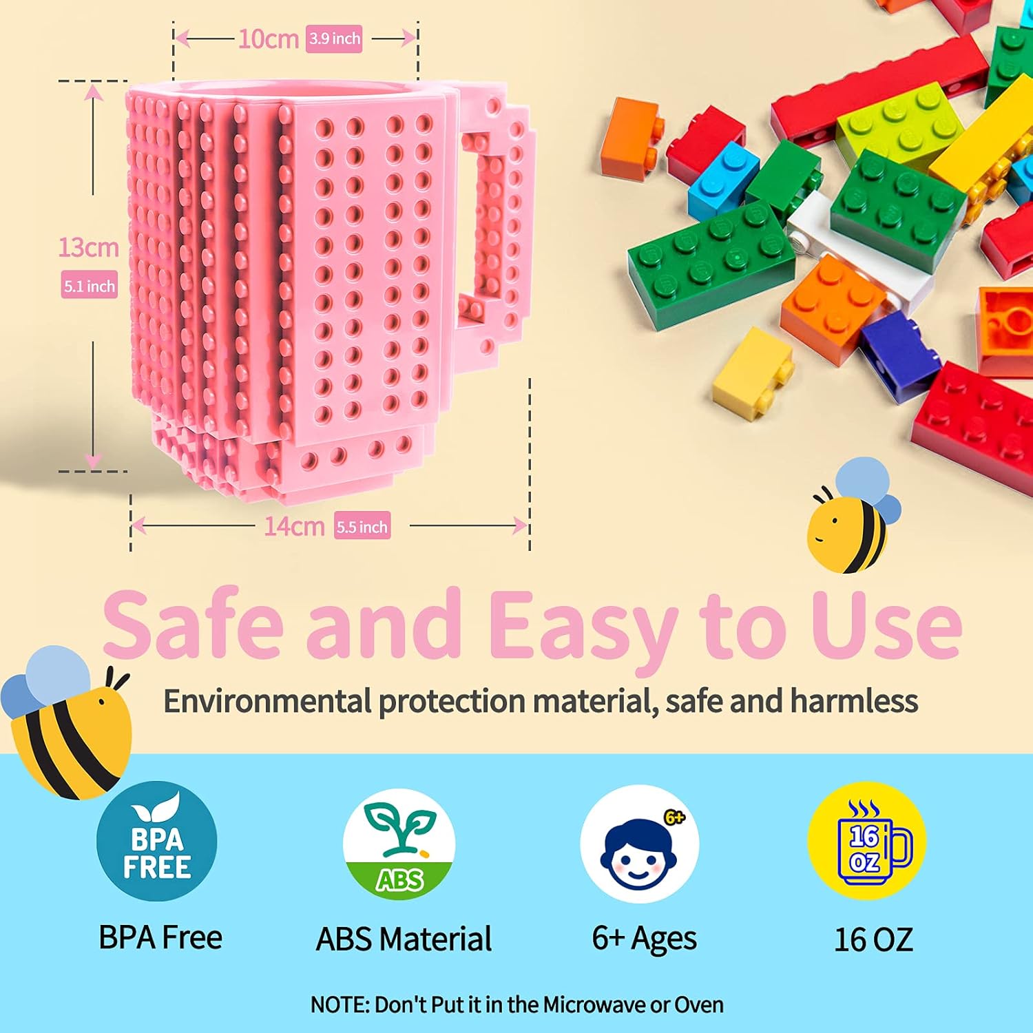 Taza de ladrillo para niños, adultos y niños, tazas de café novedosas de Cusod compatibles con Lego, divertidas tazas de café para ideas de regalo