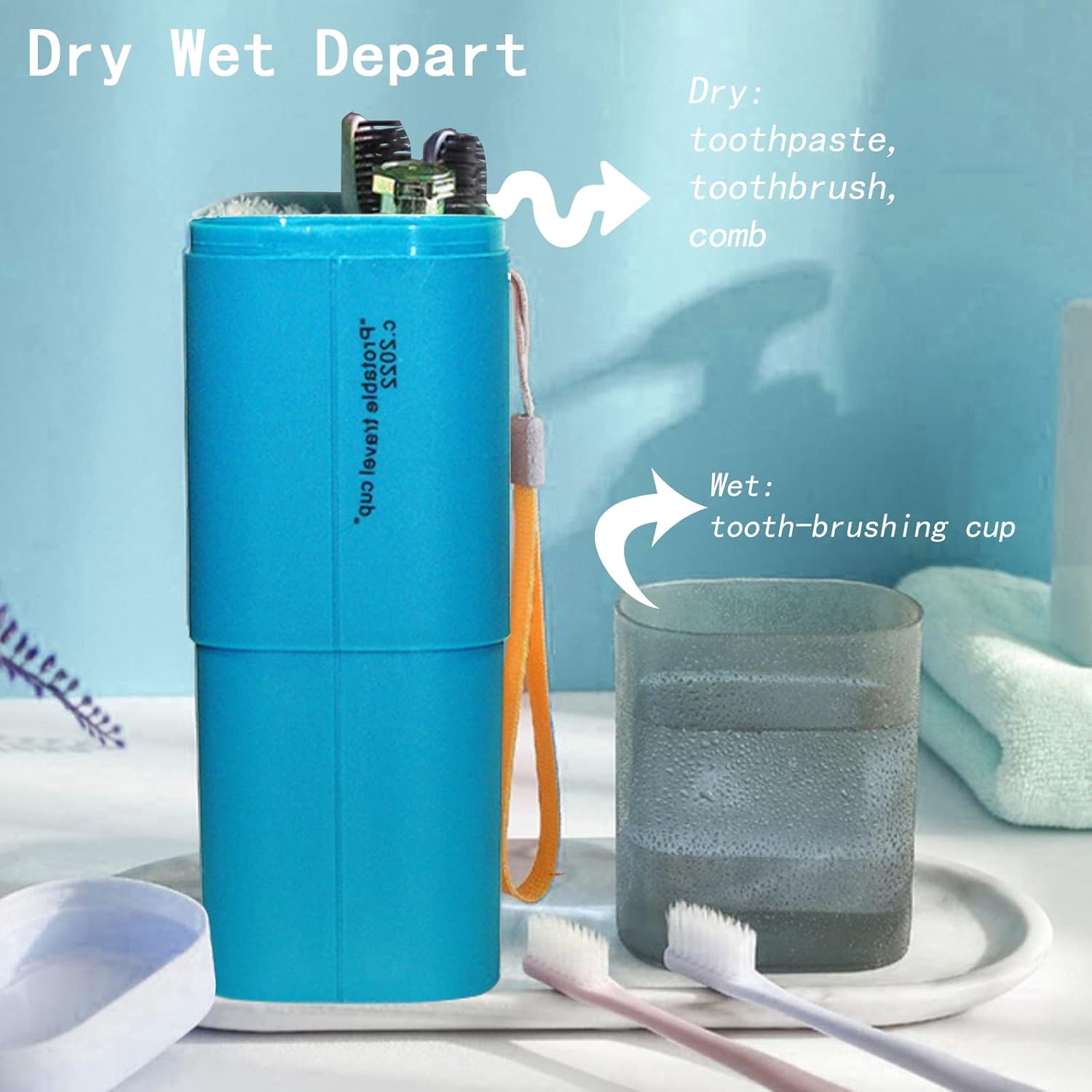 Estuche de viaje para cepillos de dientes, soporte portátil para cepillos de dientes, juego de pasta de dientes multifunción con taza, estuche para