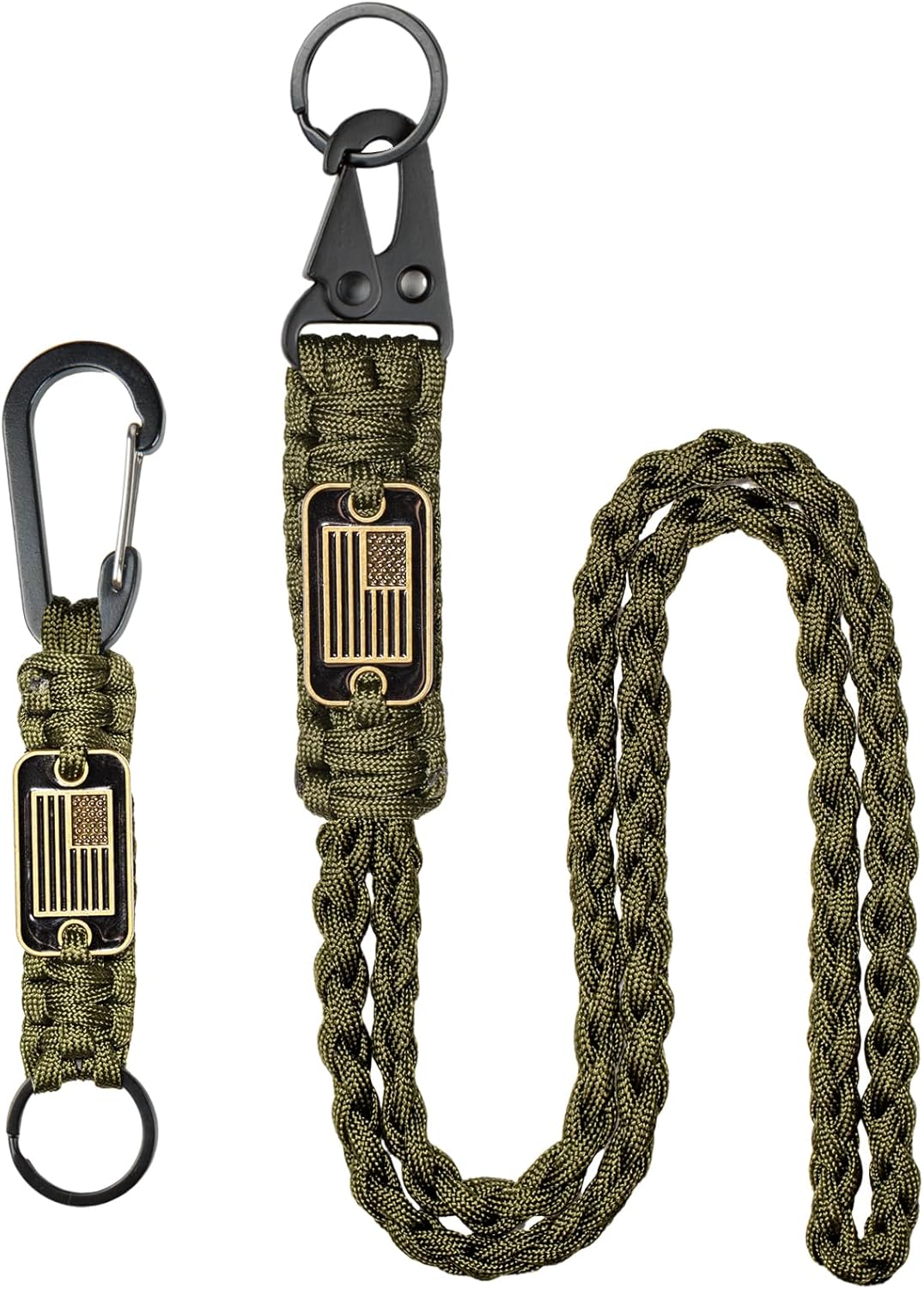 Zugzwang Cordón para llaves, 2 llaveros trenzados de cuerda de paracaídas con bandera de Estados Unidos para hombres que viajan actividades al aire