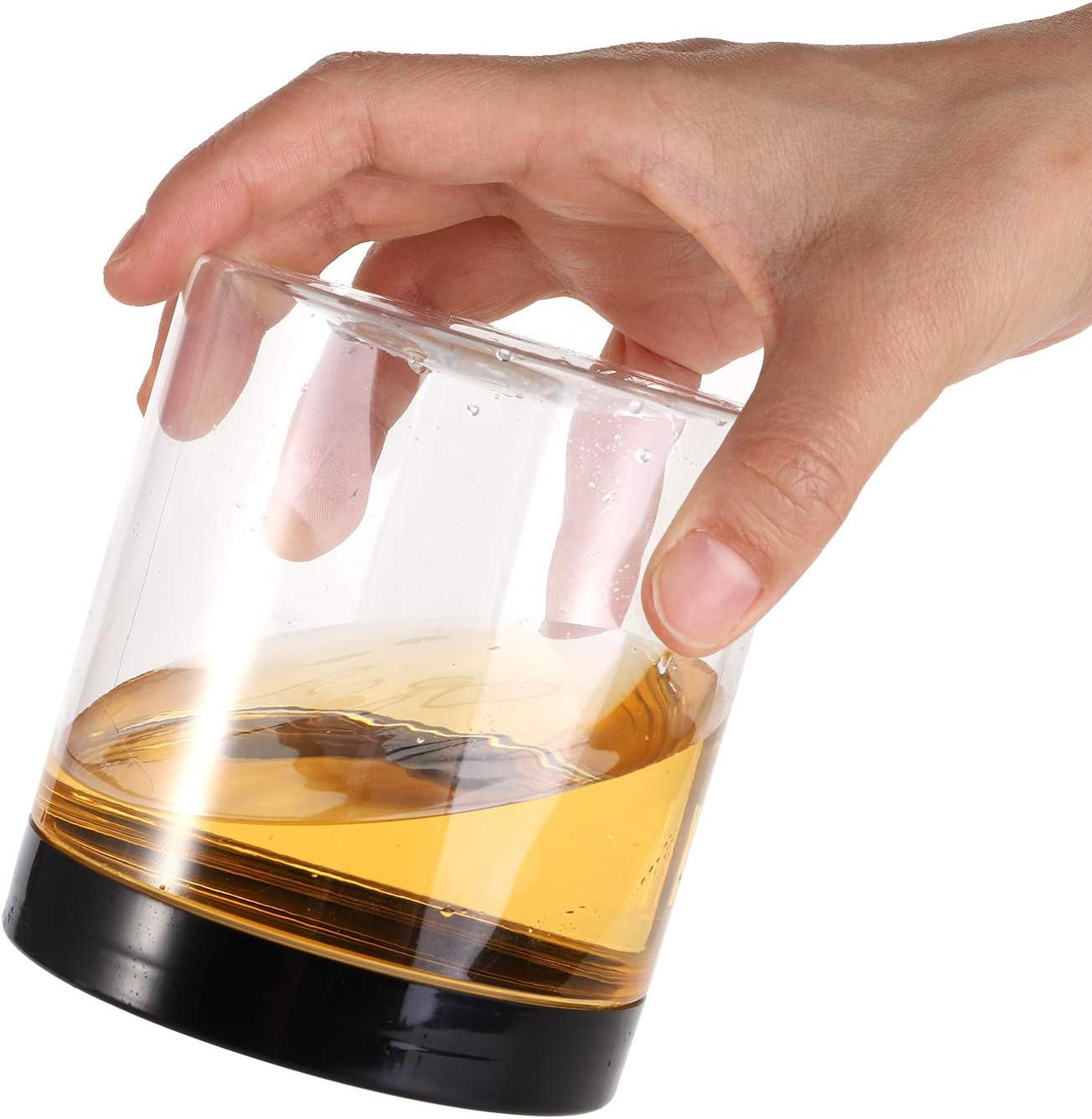 Tosnail Paquete de 16 tarros de plástico transparente de 17 onzas con tapas negras, recipientes redondos a prueba de fugas seguros para alimentos,
