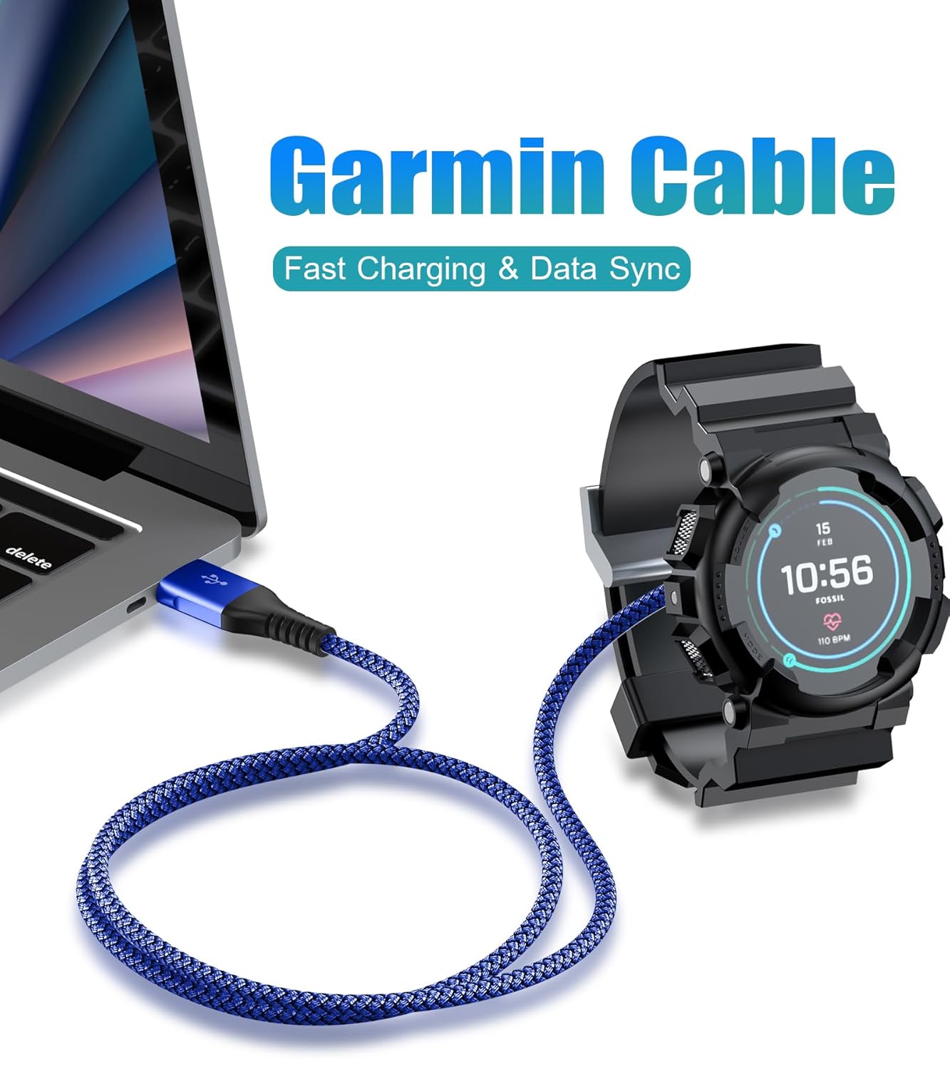 Garmin – Cable cargador de reloj 2 unidades, 4 pies compatible con Garmin Fenix 5 5S 5X 6 6S 6X Plus Pro 7 7S 7X, Forerunner 945 45 45S 245 Music,