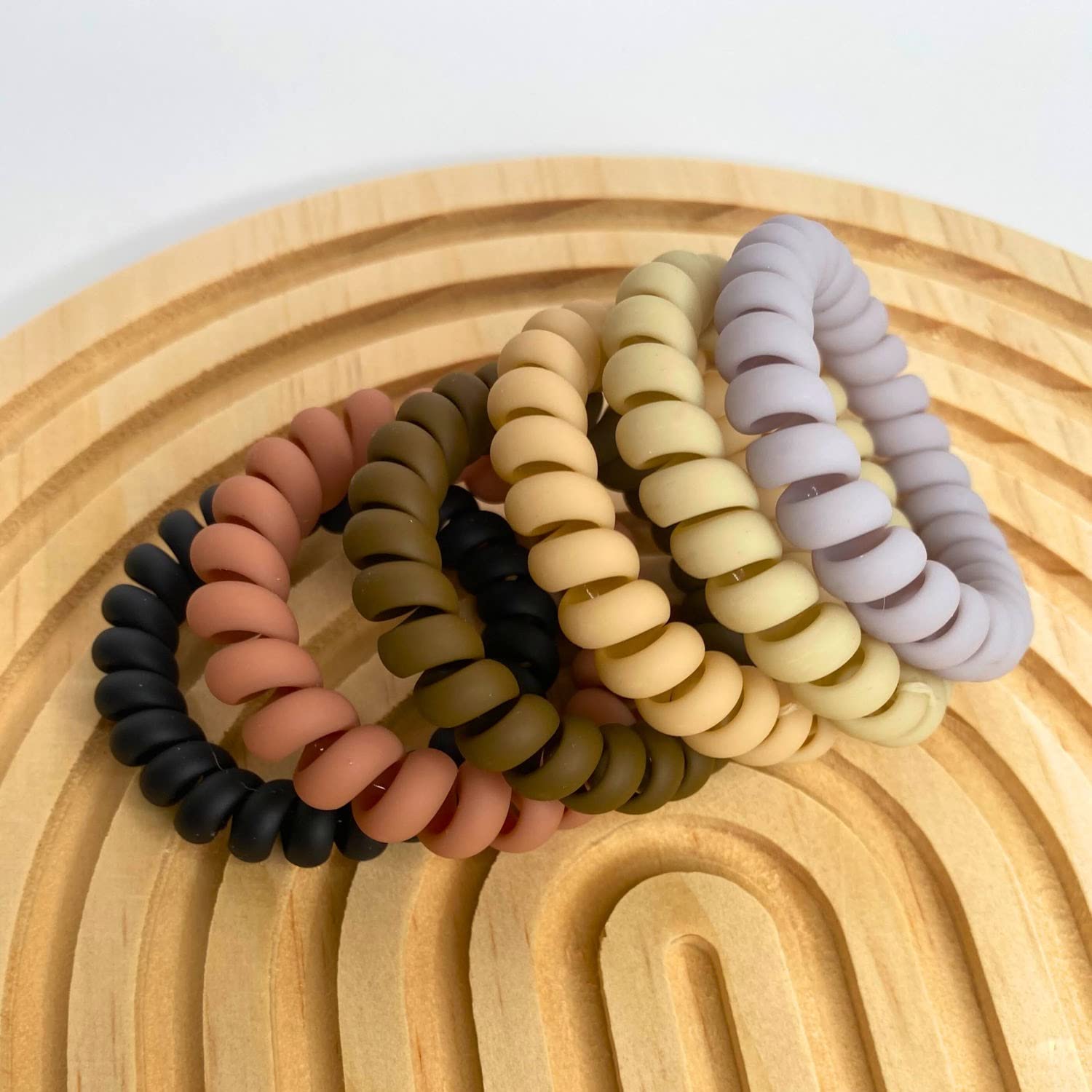 Lazos para el cabello en espiral, 6 unidades, sin pliegues, bandas para el cabello en espiral, coleteros de plástico para teléfono, bandas para el