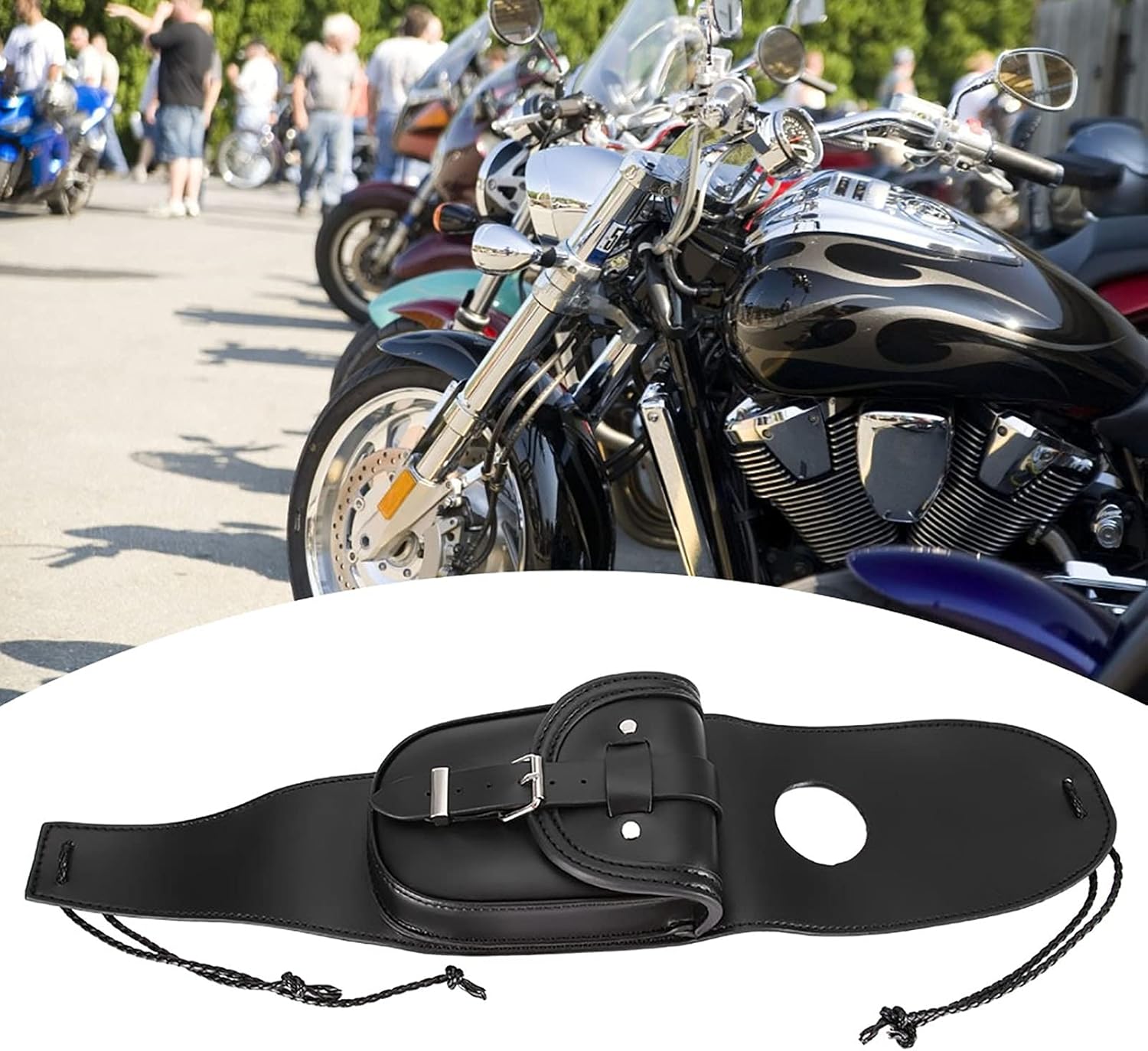 Bolsa de cuero para tanque de gasolina para motocicleta, bolsa de tanque de combustible de cuero PU, cubierta de capó, panel de teléfono para llave