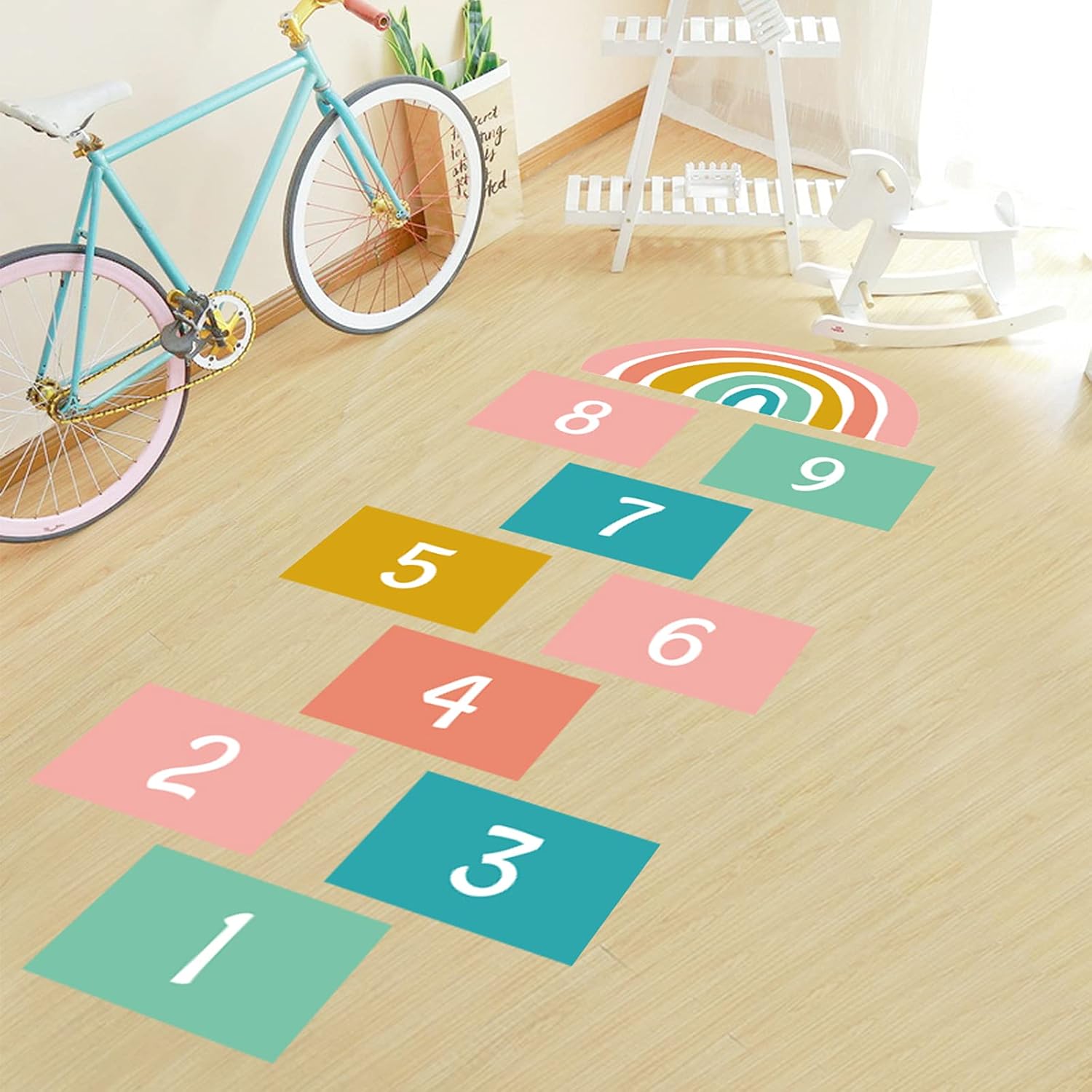 Calcomanías de pared con 9 números, calcomanías de pared coloridas de rompecabezas, juego de remolacha de rianbow, extraíble, para bricolaje,