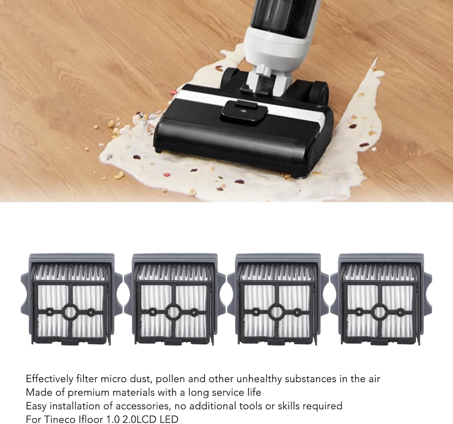 TOPINCN 4 filtros de aspiradora, filtros de repuesto para Tineco Ifloor 1.0 2.0LCD LED Aspiradora Accesorios