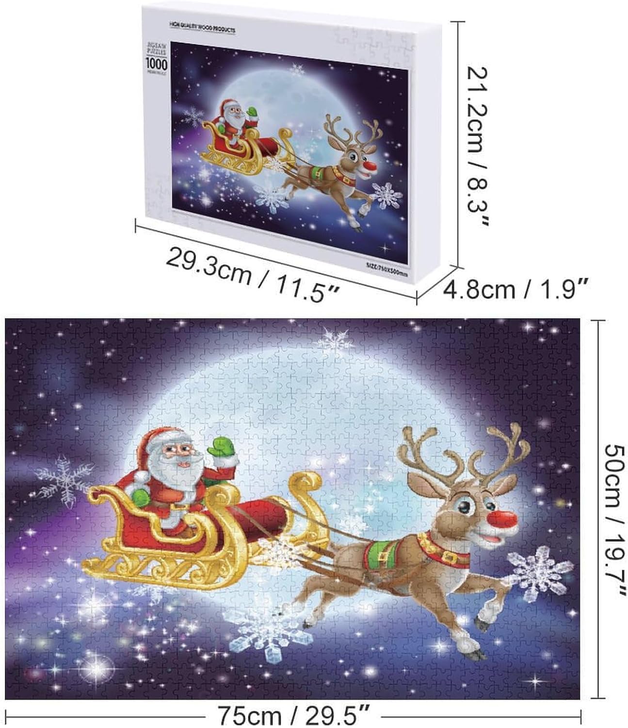 Rompecabezas para adultos de 1000 piezas, rompecabezas de dibujos animados de Navidad de Papá Noel, rompecabezas divertido para la familia